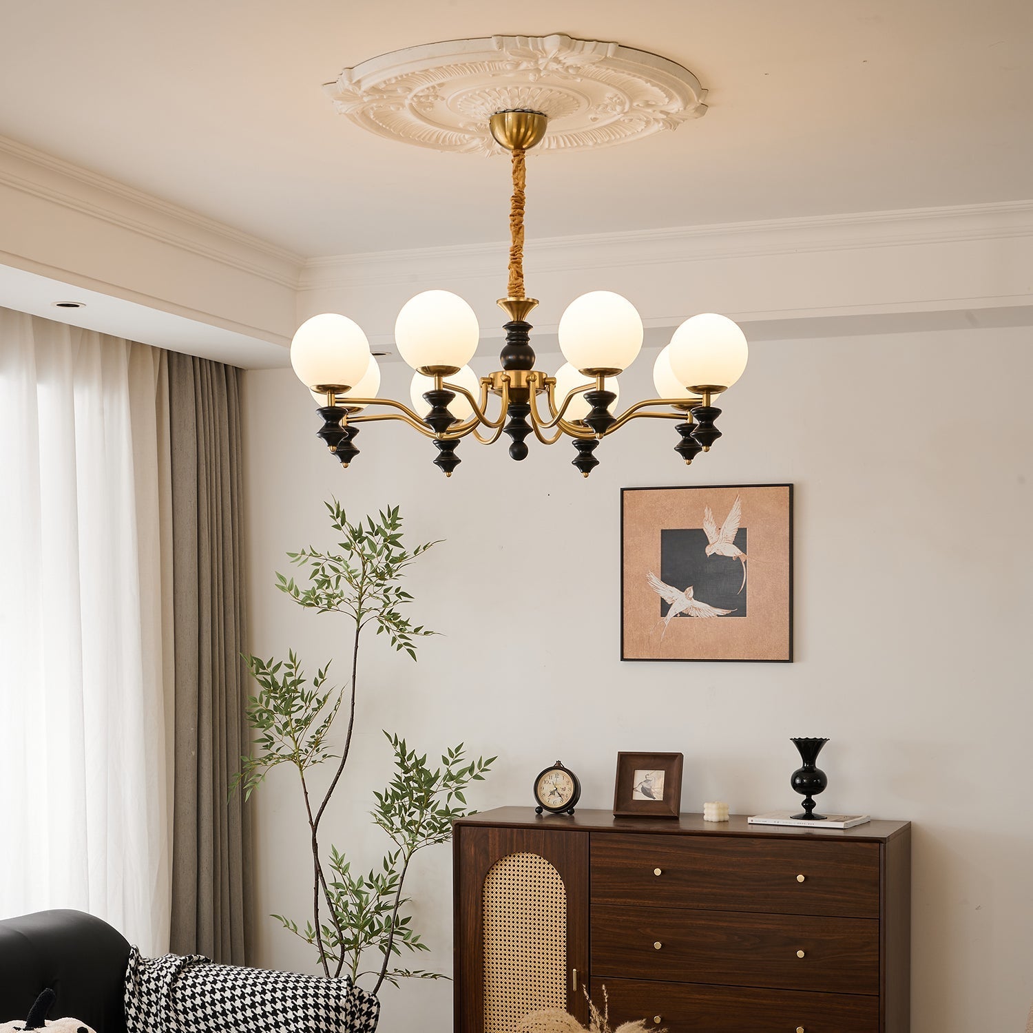 Ordore Traditional Elegance Vintage Wood Chandelier - Letslighting
