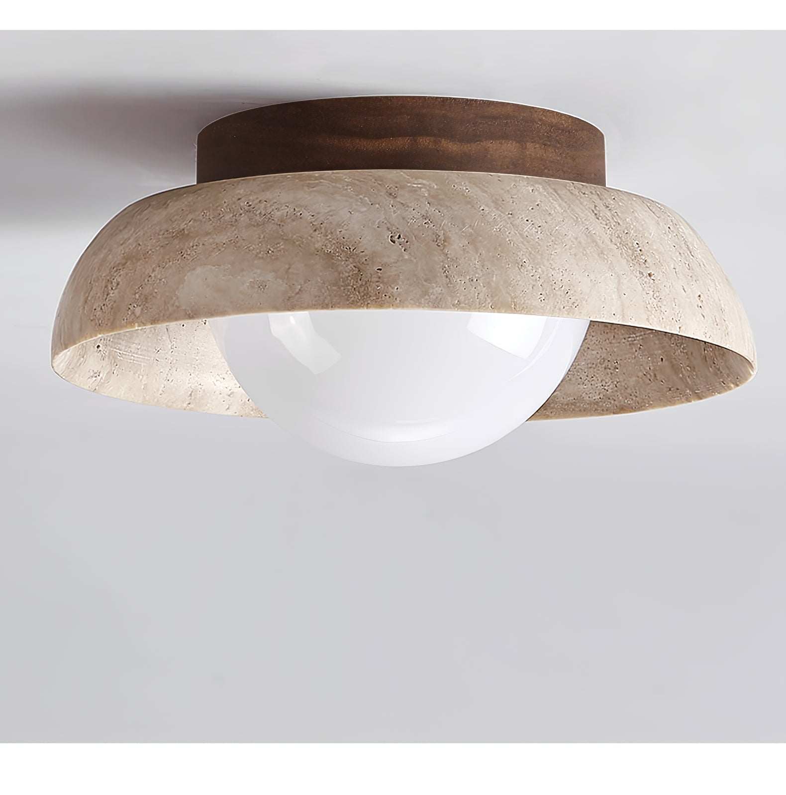 Ashaionis Disc-Dome Travertine Ceiling Light - Letslighting