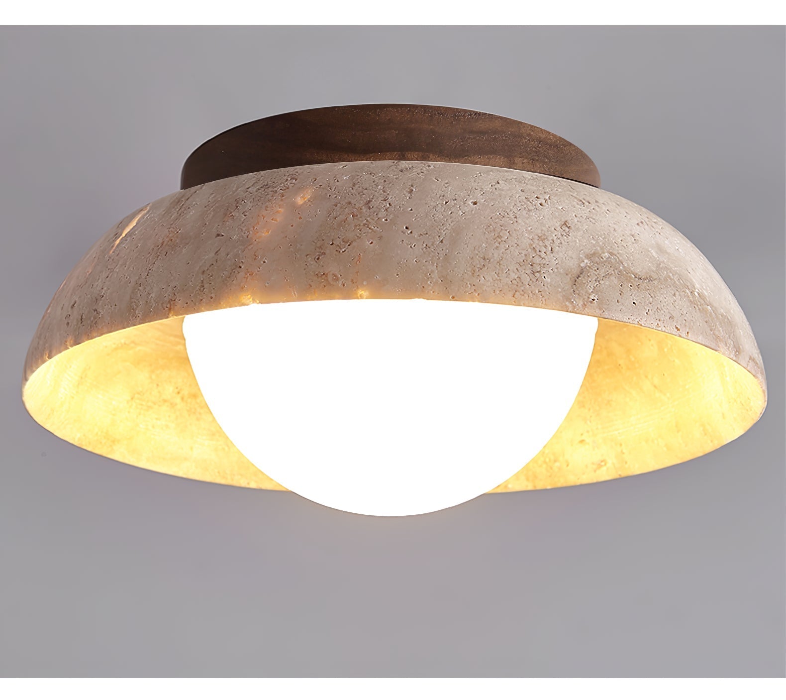Ashaionis Disc-Dome Travertine Ceiling Light - Letslighting