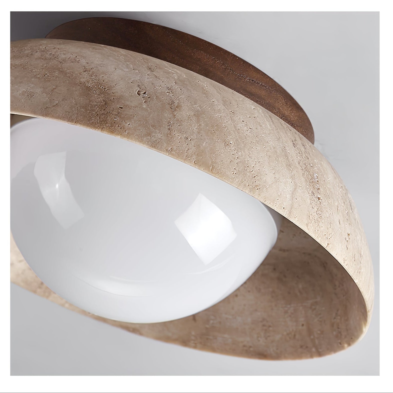 Ashaionis Disc-Dome Travertine Ceiling Light - Letslighting