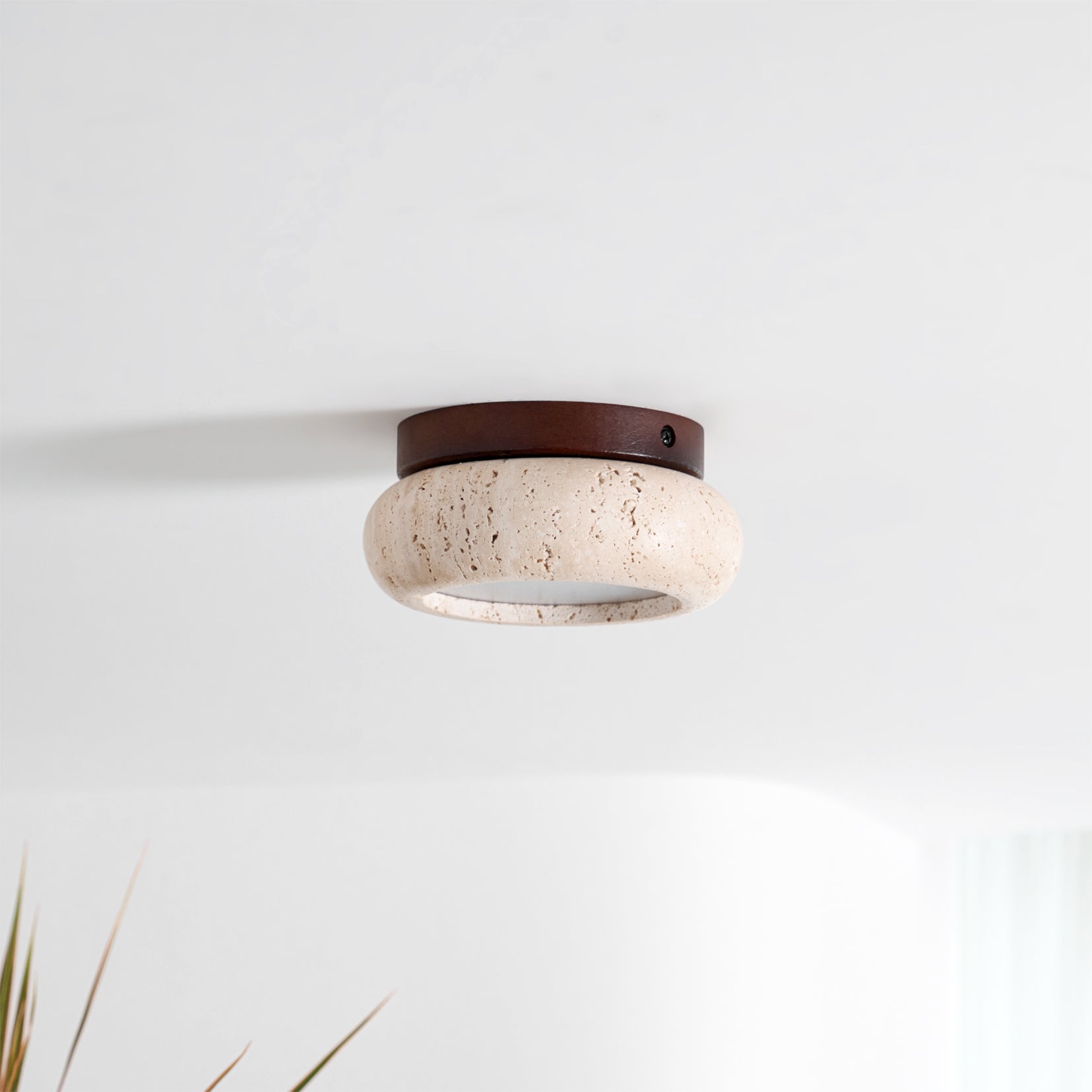 Ritta Mini Donut Travertine Ceiling Light - Letslighting
