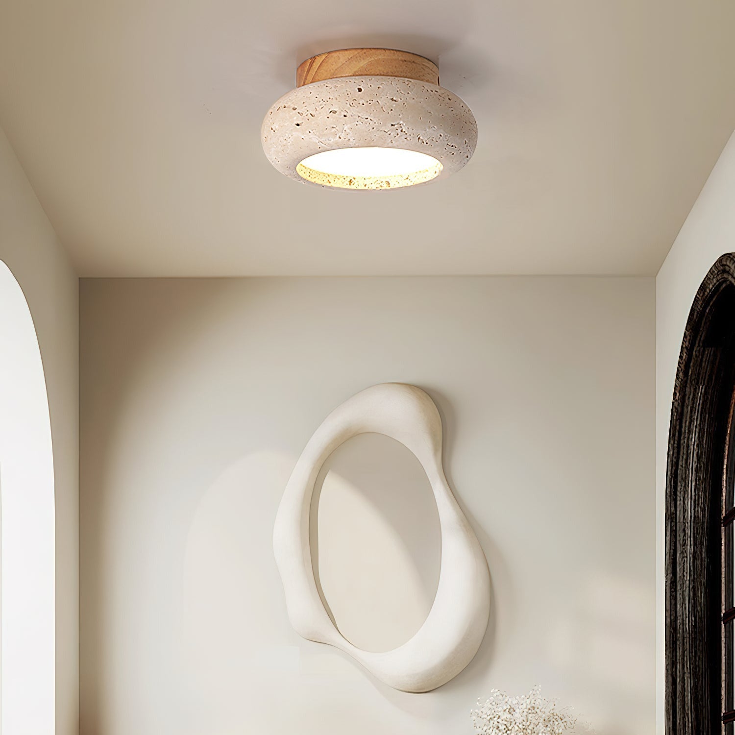 Ritta Mini Donut Travertine Ceiling Light - Letslighting
