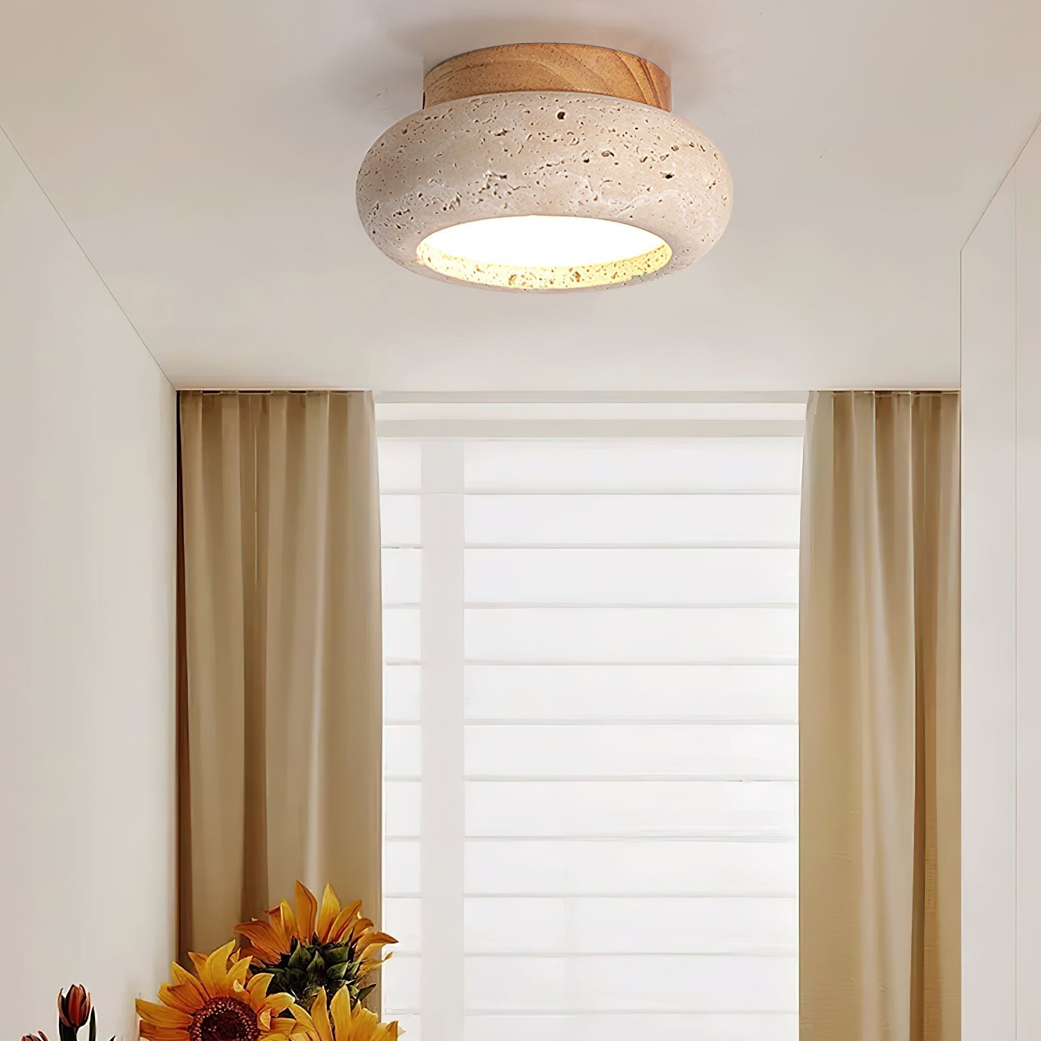 Ritta Mini Donut Travertine Ceiling Light - Letslighting