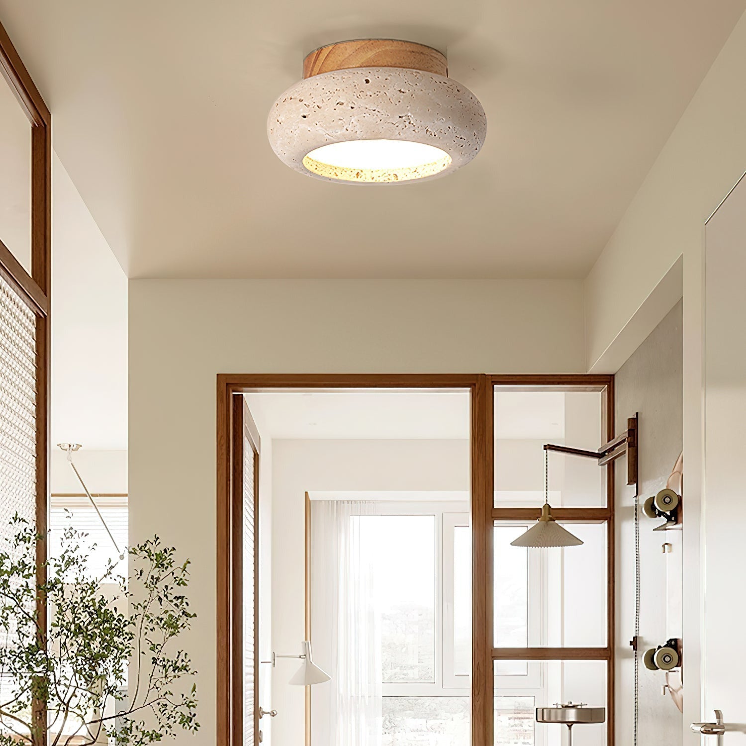 Ritta Mini Donut Travertine Ceiling Light - Letslighting