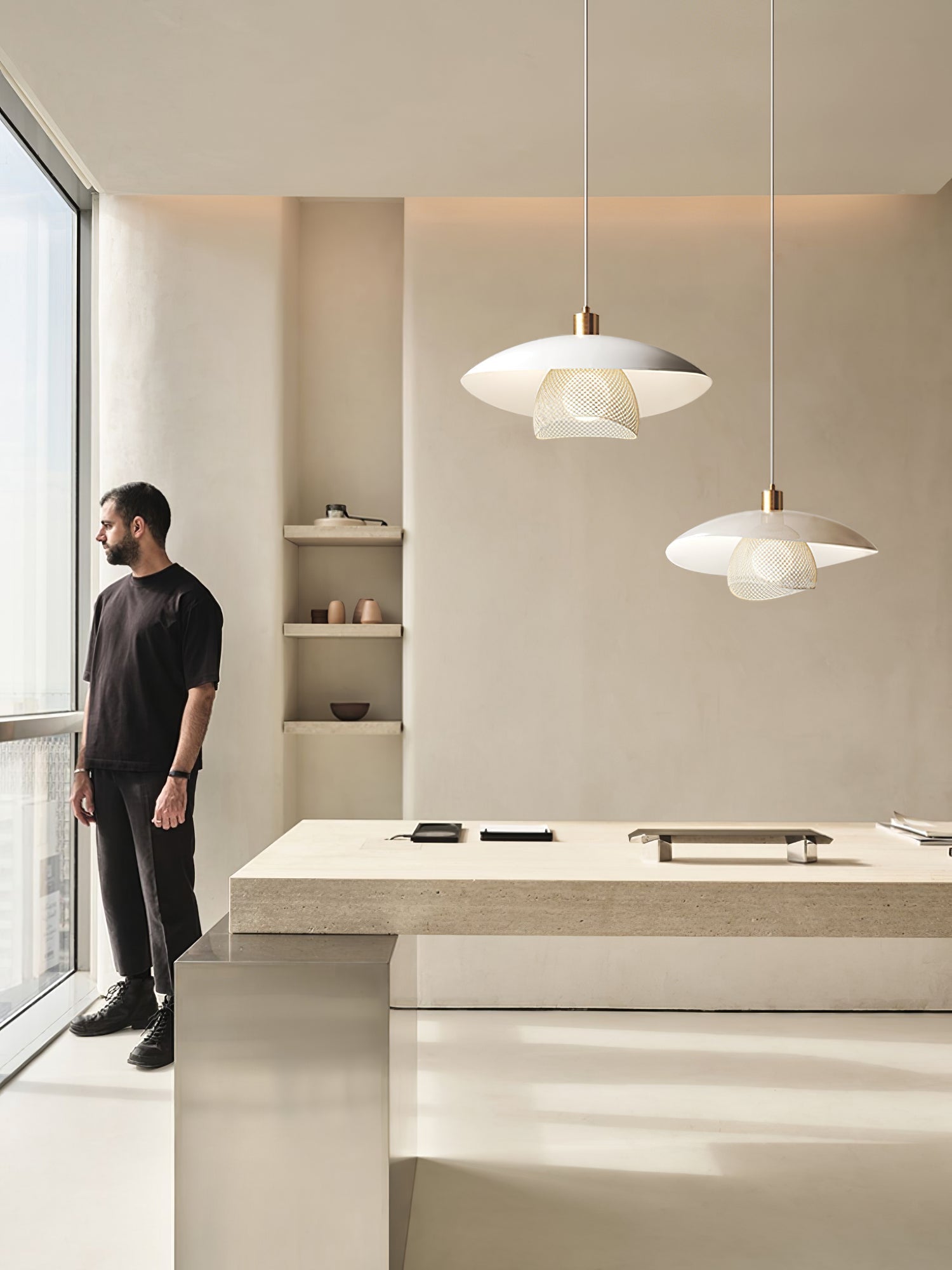 Dynam Modern Minimalist Floyd White Pendant Lamp - Letslighting