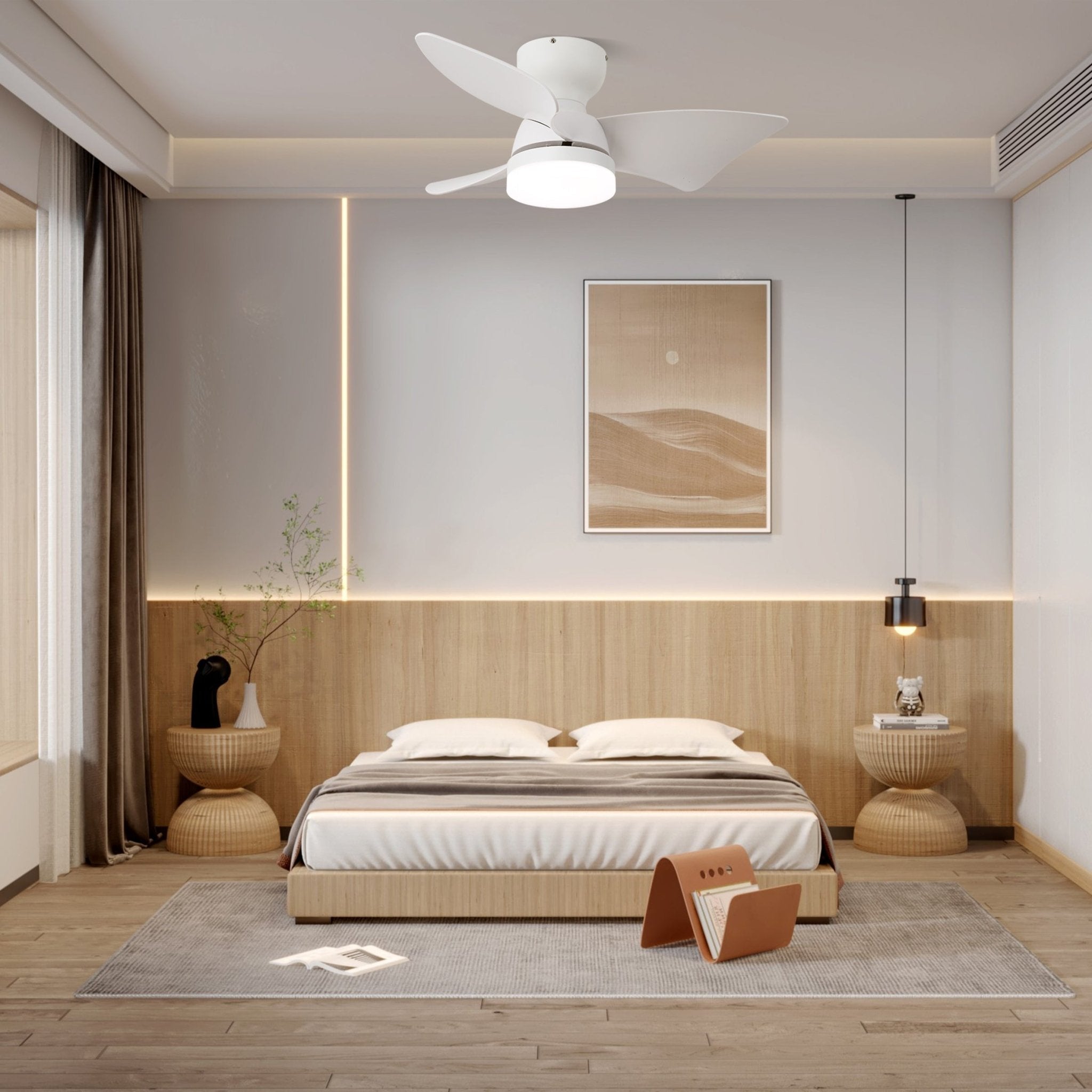 Mirella Silver Wood Ceiling Fan Light - Letslighting