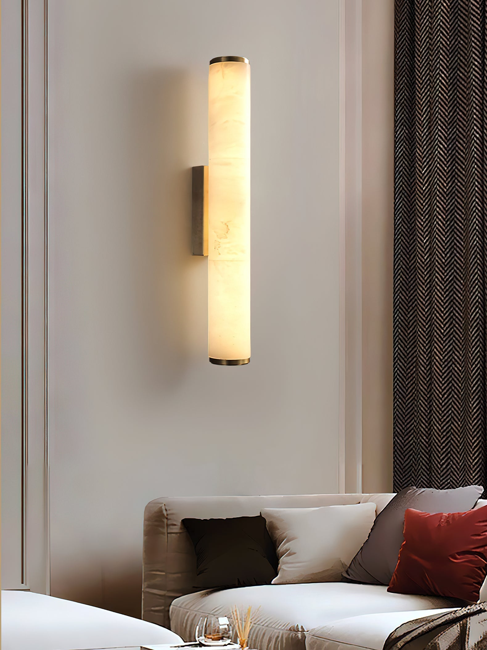 Arcus Elegance Brass Alabaster Sconce Wall Lamp - Letslighting