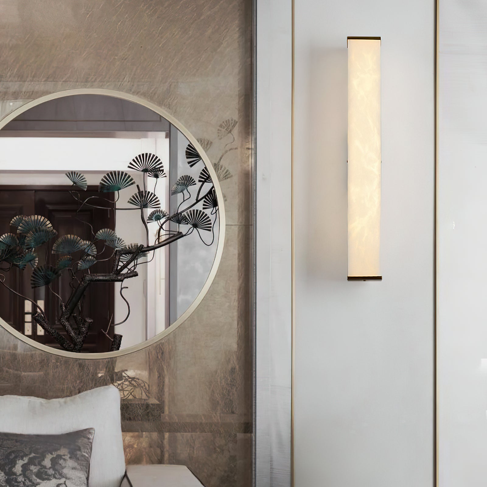 Arcus Elegance Brass Alabaster Sconce Wall Lamp - Letslighting
