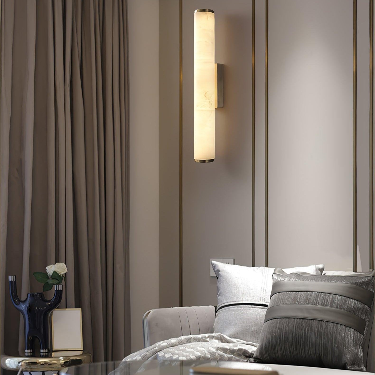 Kristy Alabaster Vertical Cylindrical Wall Lamp - Letslighting