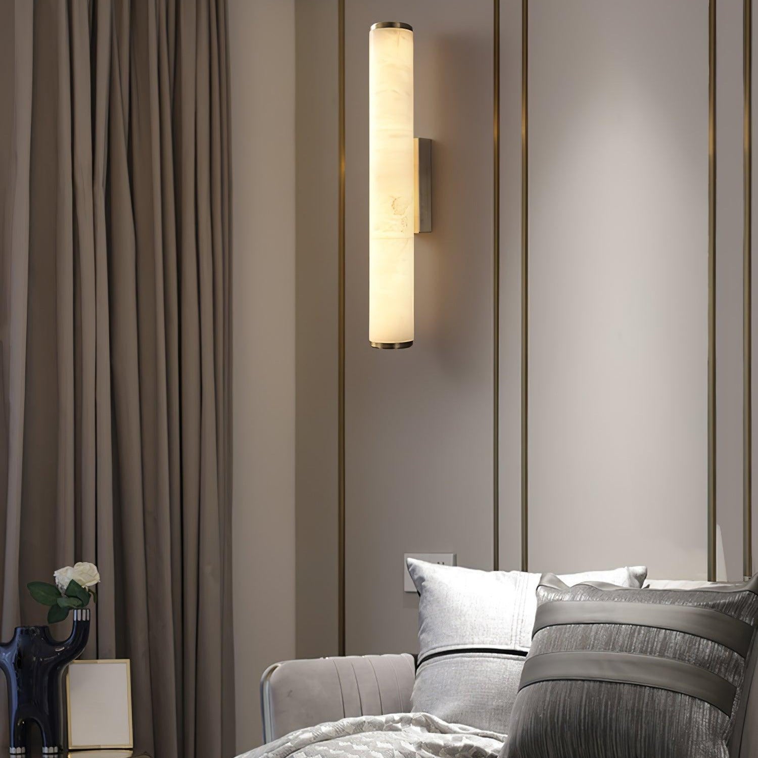 Kristy Alabaster Vertical Cylindrical Wall Lamp - Letslighting