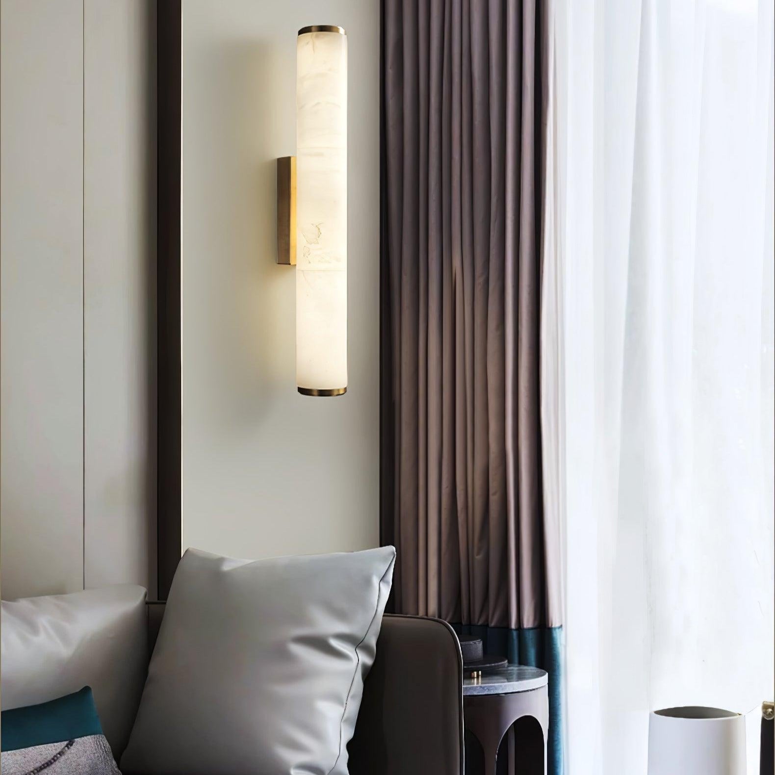 Kristy Alabaster Vertical Cylindrical Wall Lamp - Letslighting