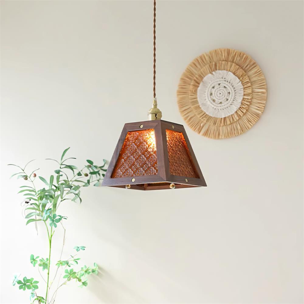 Calvi Pendant Lamp Floral-Patterned Glass Vintage - Letslighting