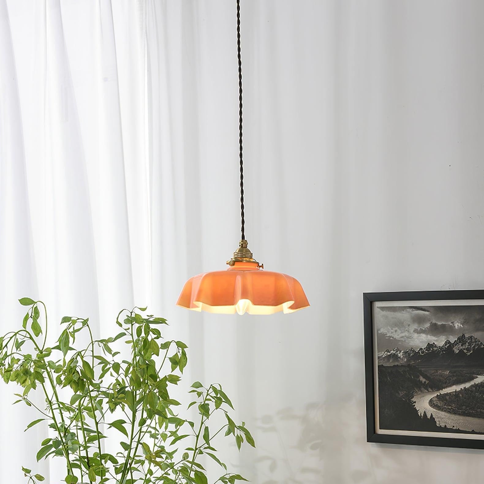 Aria Farmhouse Ruffled Pendant Light