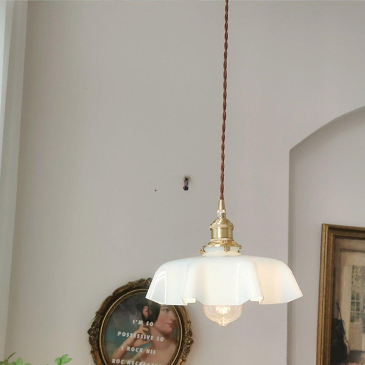 Aria Farmhouse Ruffled Pendant Light