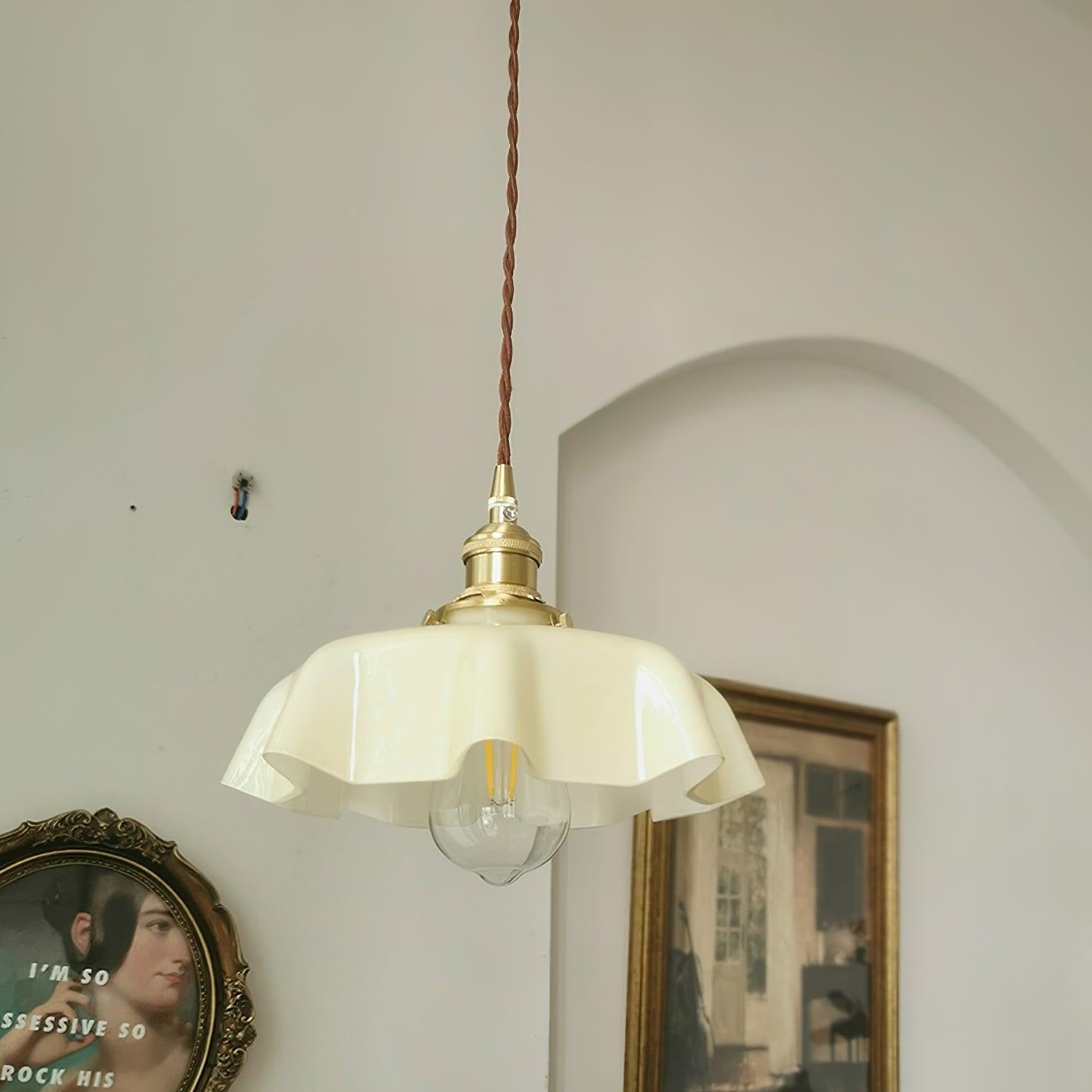 Aria Farmhouse Ruffled Pendant Light