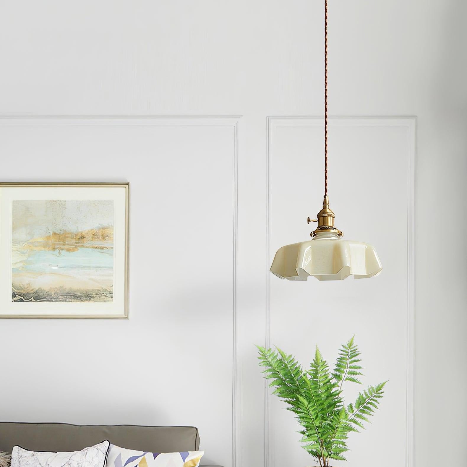 Aria Farmhouse Ruffled Pendant Light