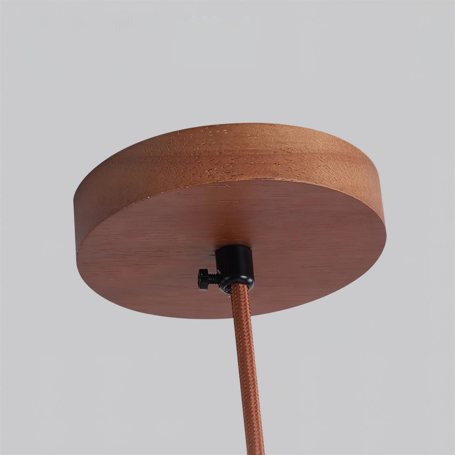 Pendant Lamp Travertine Ripple Shade Walnut Wood Organic Wabi-Sabi