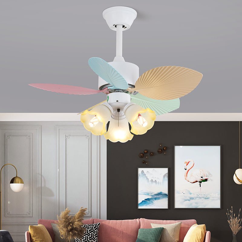 Liora Colorful Glass Ceiling Fan Light - Letslighting