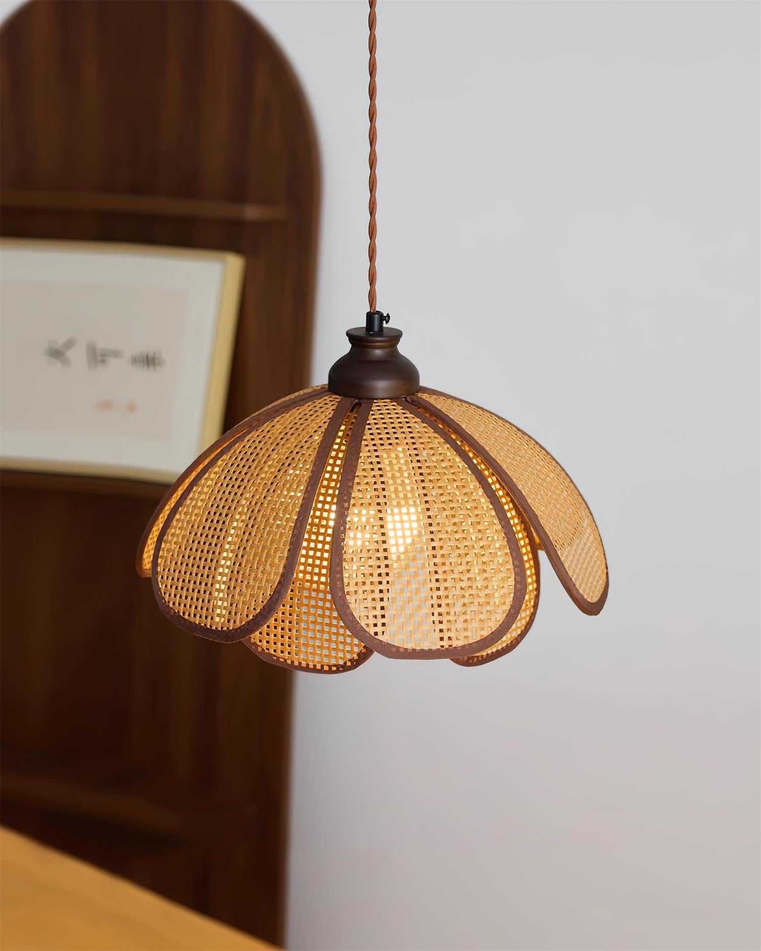 Capelina Pendant Lamp Rattan Petal Weave - Letslighting