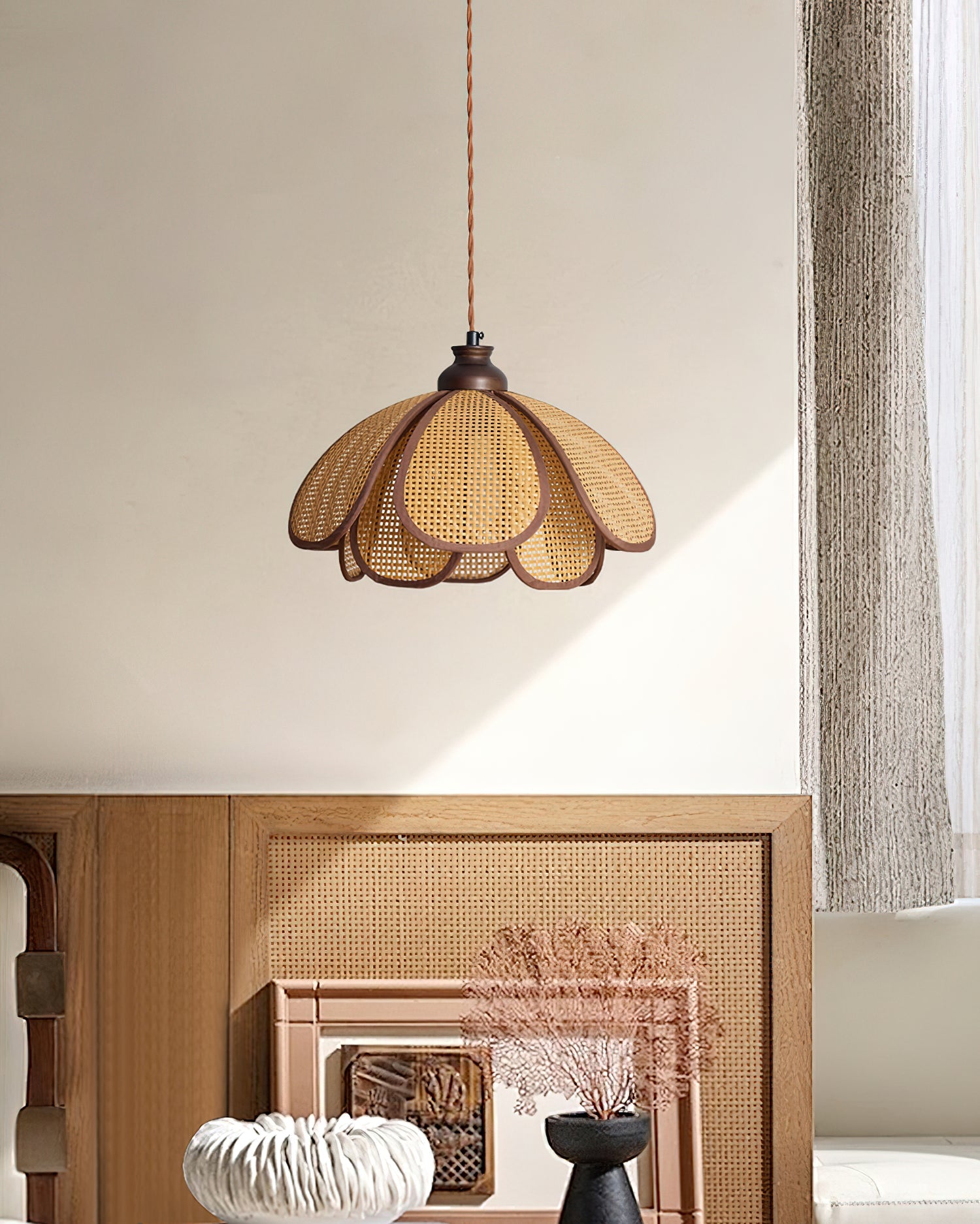 Capelina Pendant Lamp Rattan Petal Weave - Letslighting