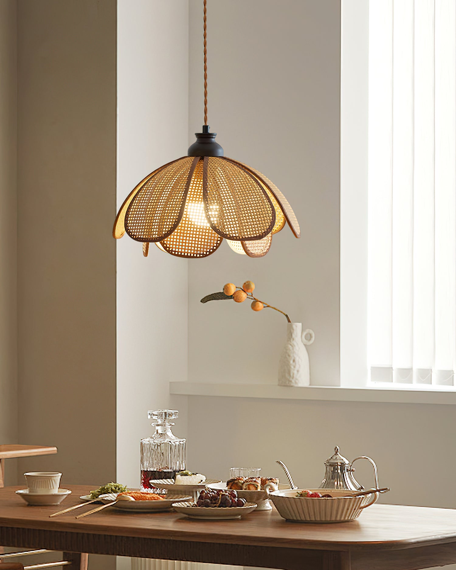 Capelina Pendant Lamp Rattan Petal Weave - Letslighting