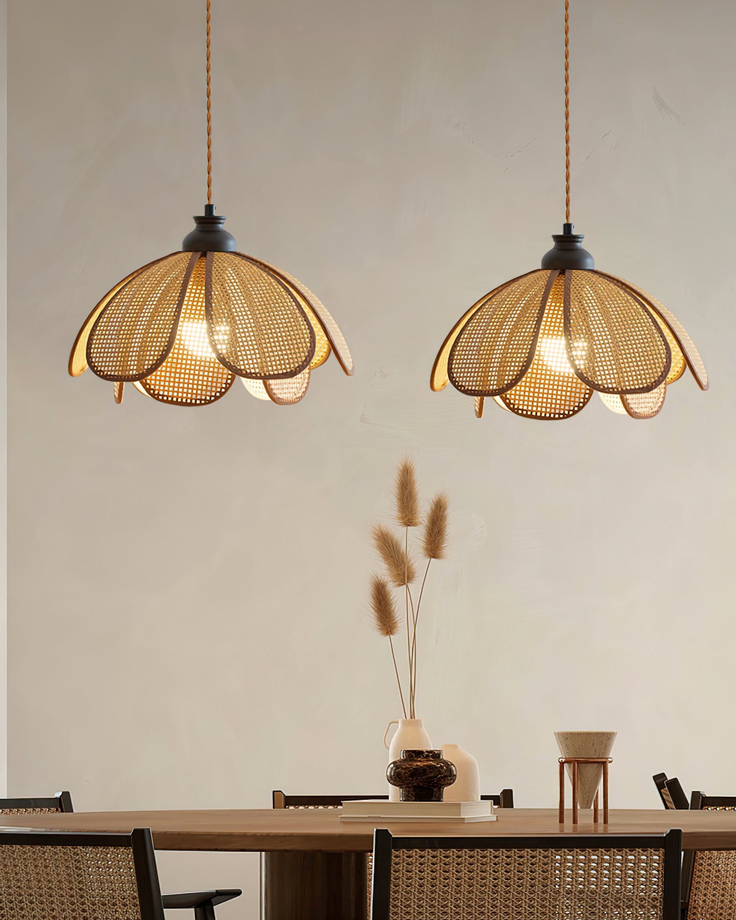 Capelina Pendant Lamp Rattan Petal Weave - Letslighting