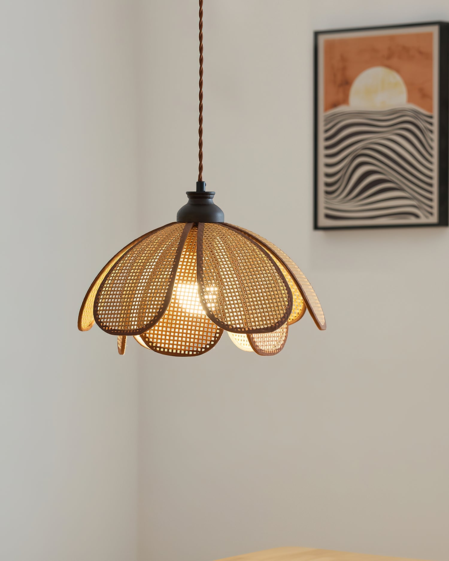 Capelina Pendant Lamp Rattan Petal Weave - Letslighting