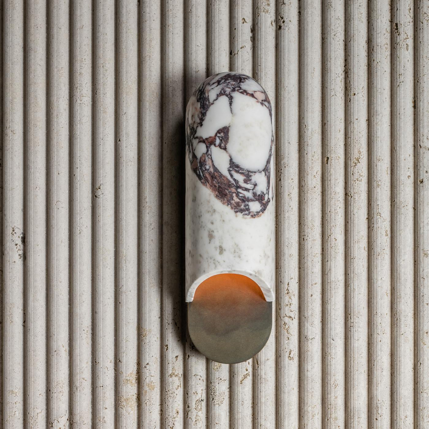 Capsule Wall Lamp Yellow Travertine Marble Brass - Letslighting