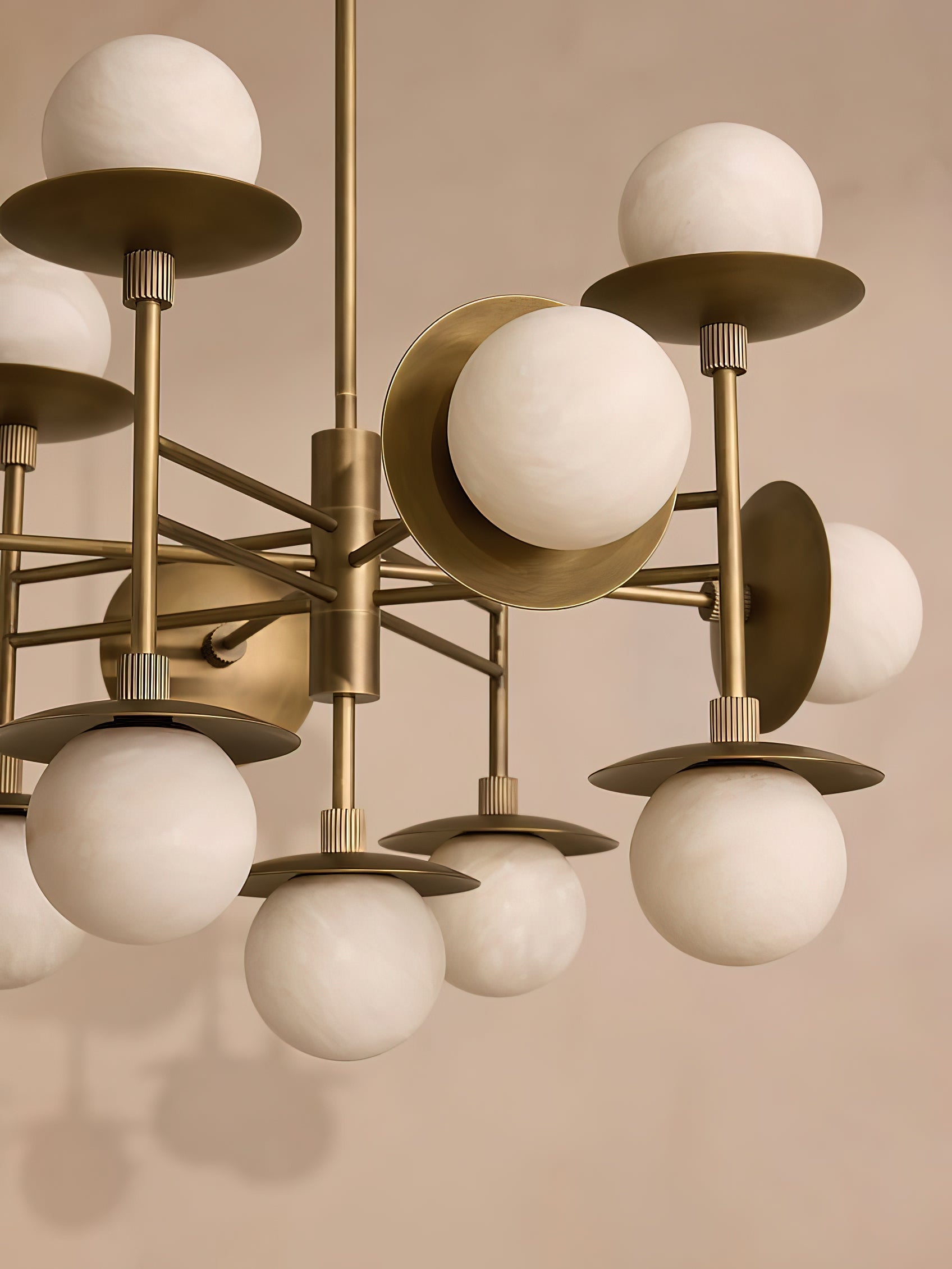 Xenon Vintage Industrial Brass Alabaster Chandelier - Letslighting