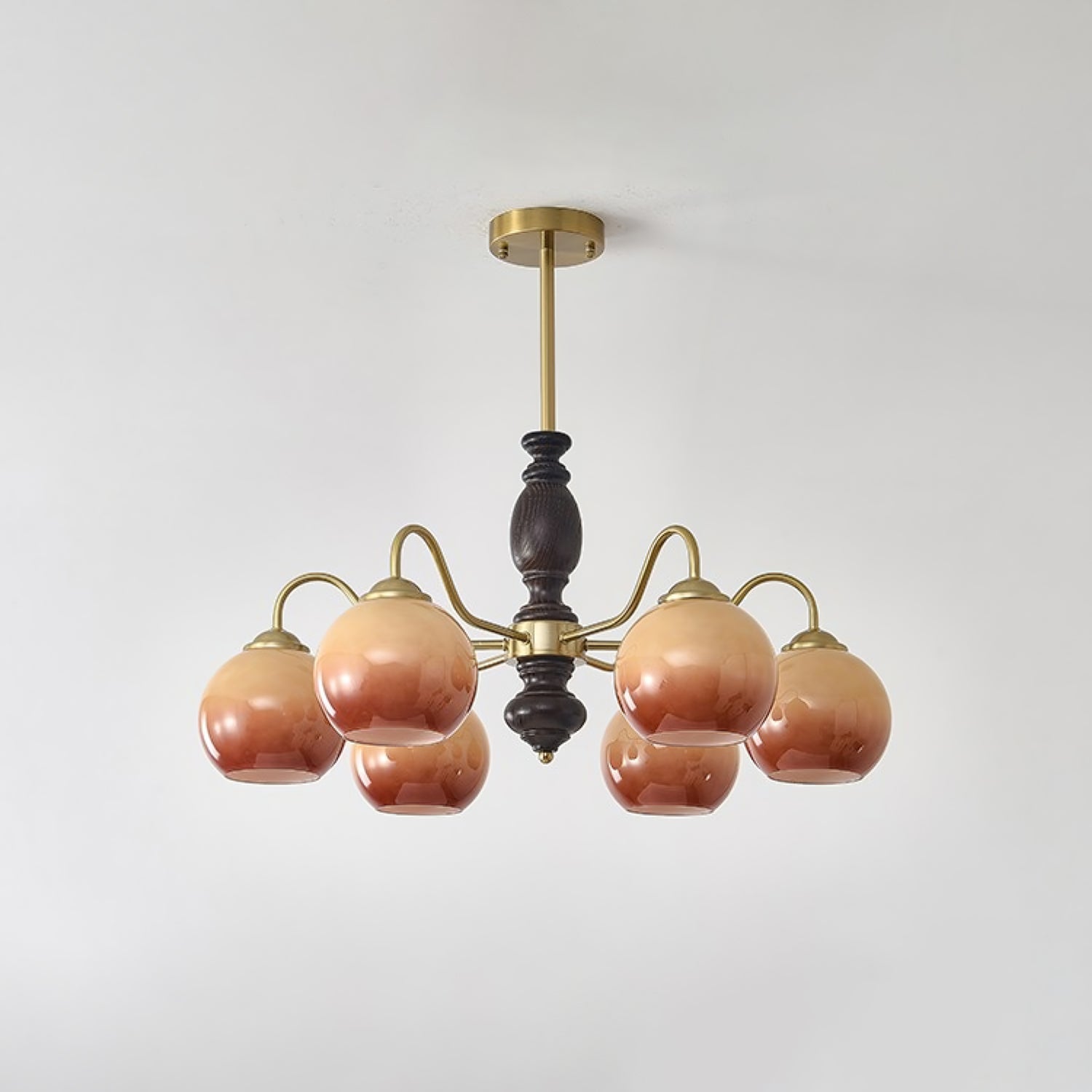 Aurora Chandelier Caramel Orb Curved Arm - Letslighting