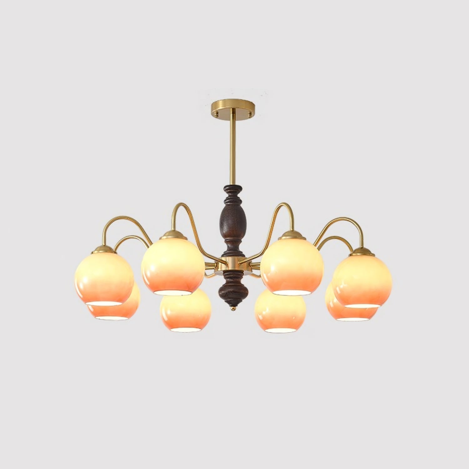 Aurora Chandelier Caramel Orb Curved Arm - Letslighting