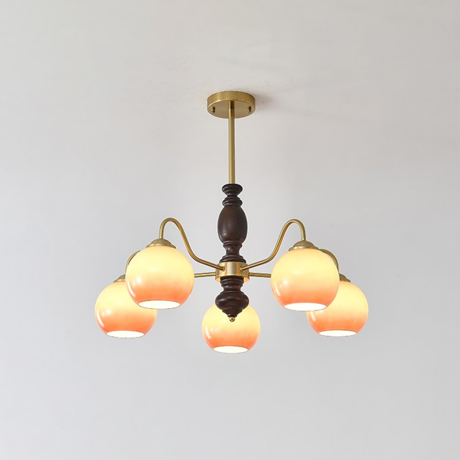 Aurora Chandelier Caramel Orb Curved Arm - Letslighting