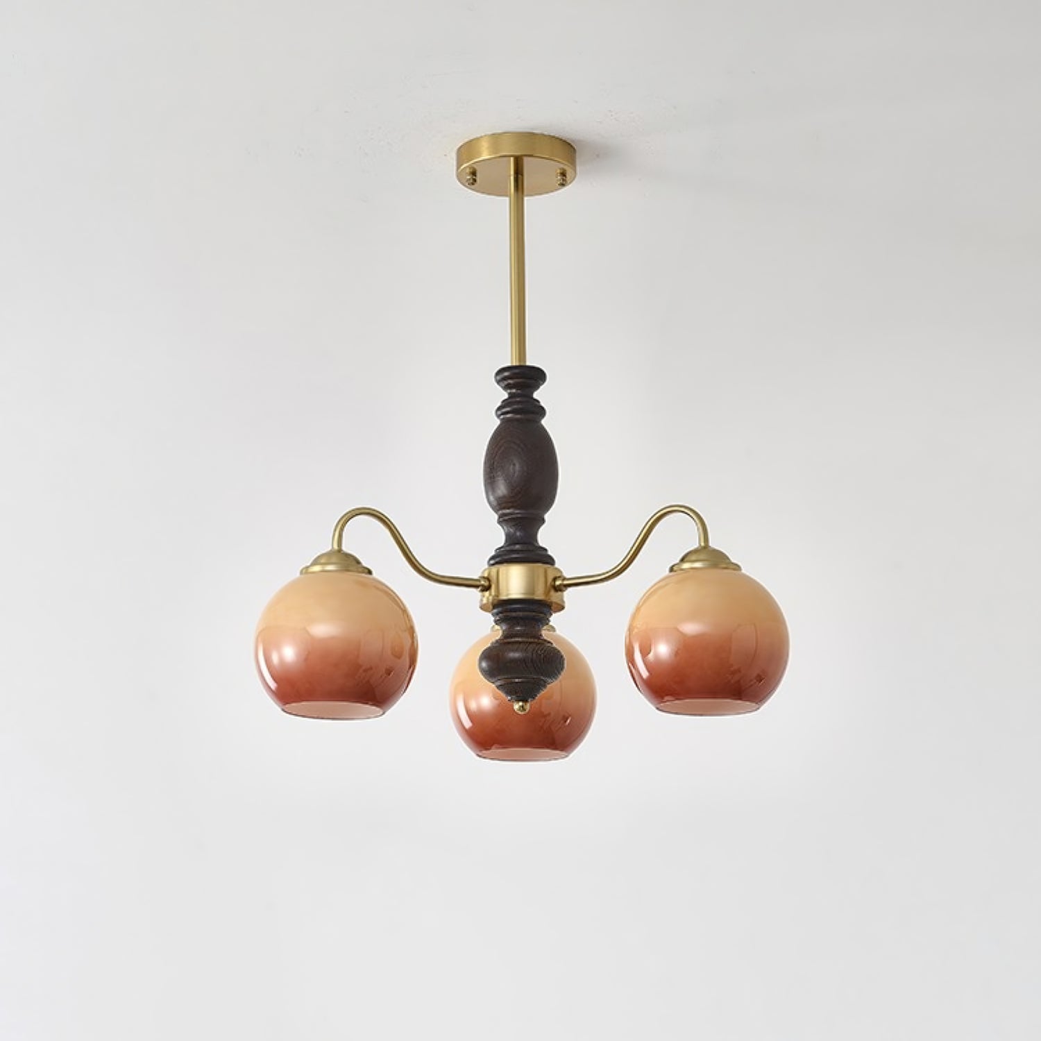 Aurora Chandelier Caramel Orb Curved Arm - Letslighting