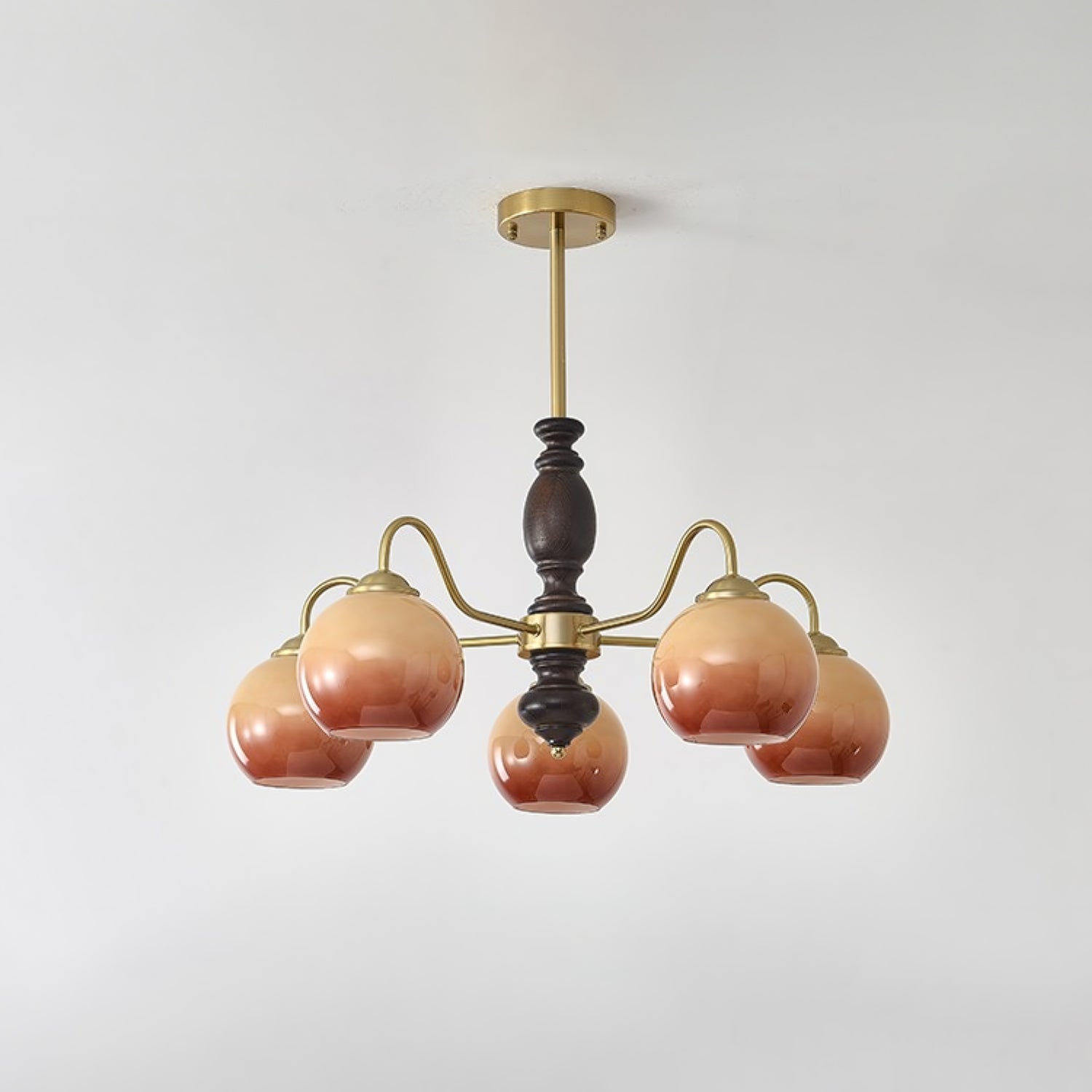 Aurora Chandelier Caramel Orb Curved Arm - Letslighting