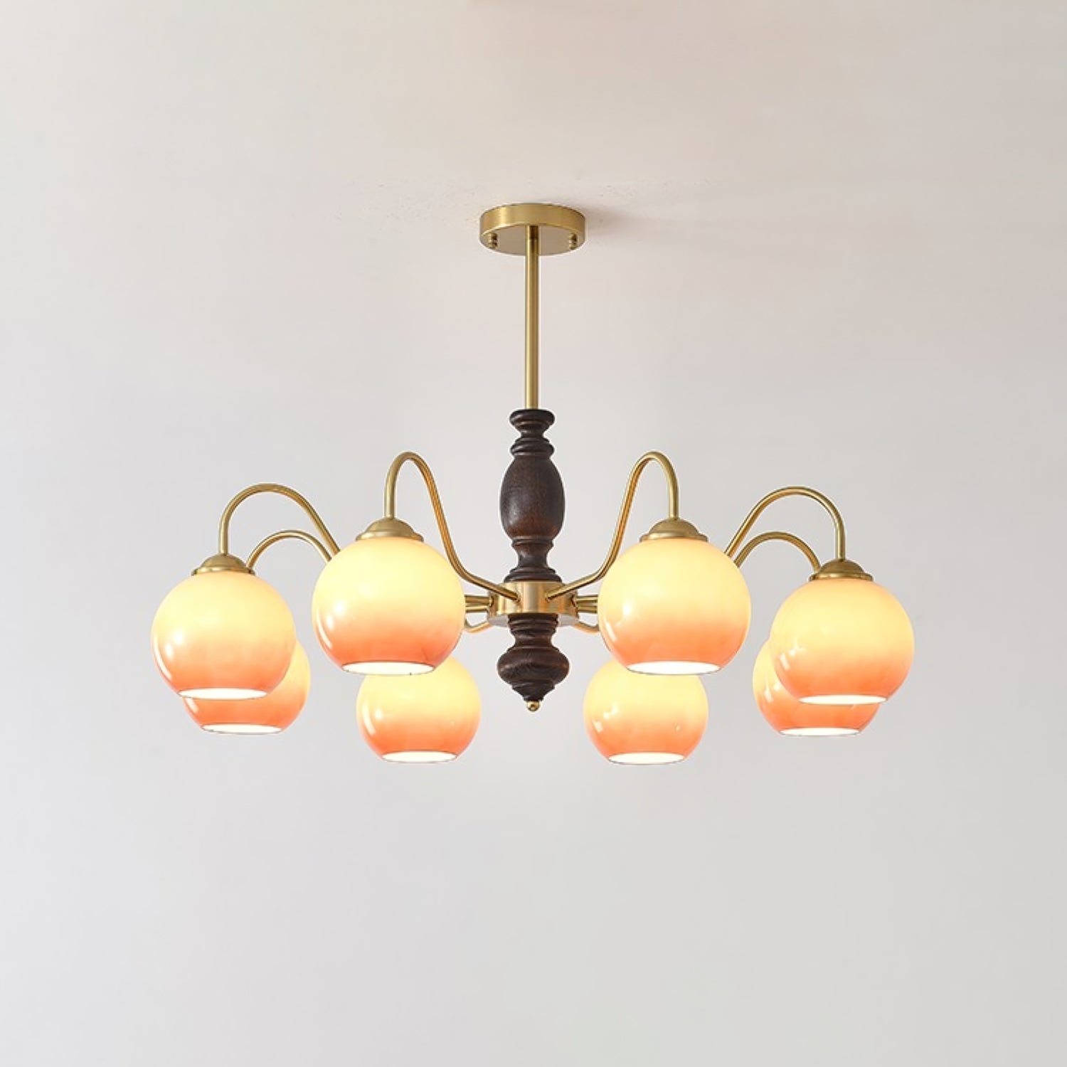 Aurora Chandelier Caramel Orb Curved Arm - Letslighting