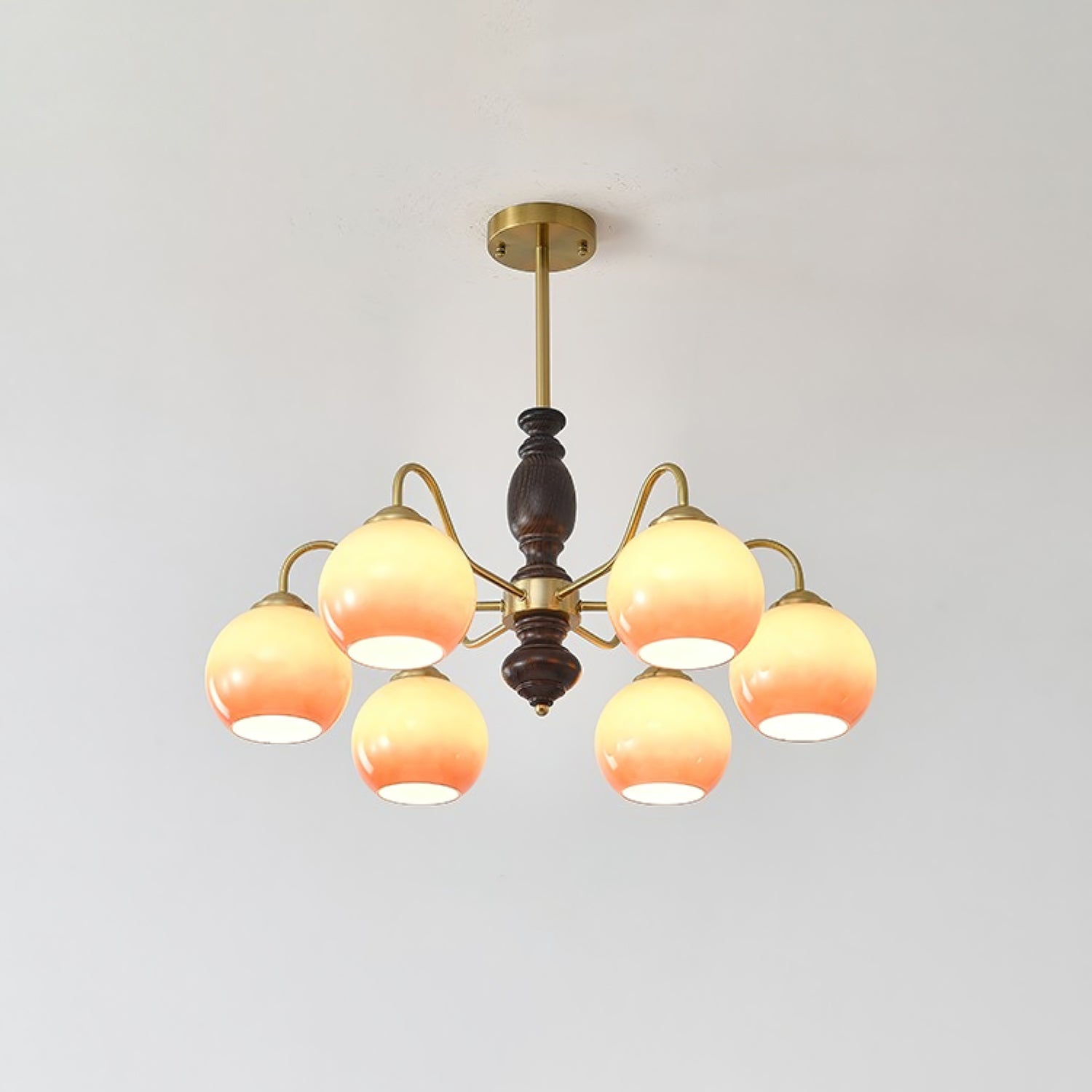 Aurora Chandelier Caramel Orb Curved Arm - Letslighting