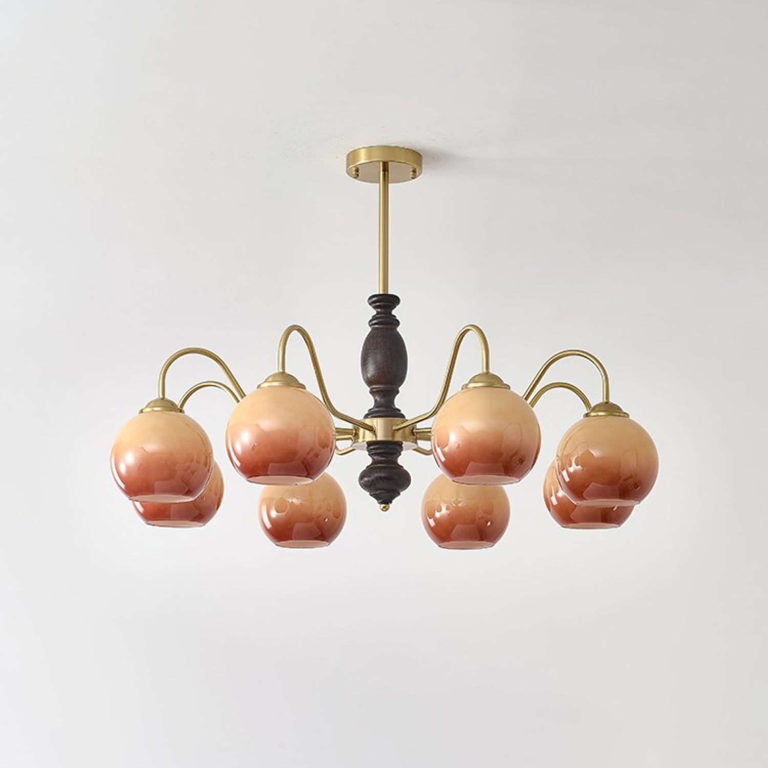 Aurora Chandelier Caramel Orb Curved Arm - Letslighting