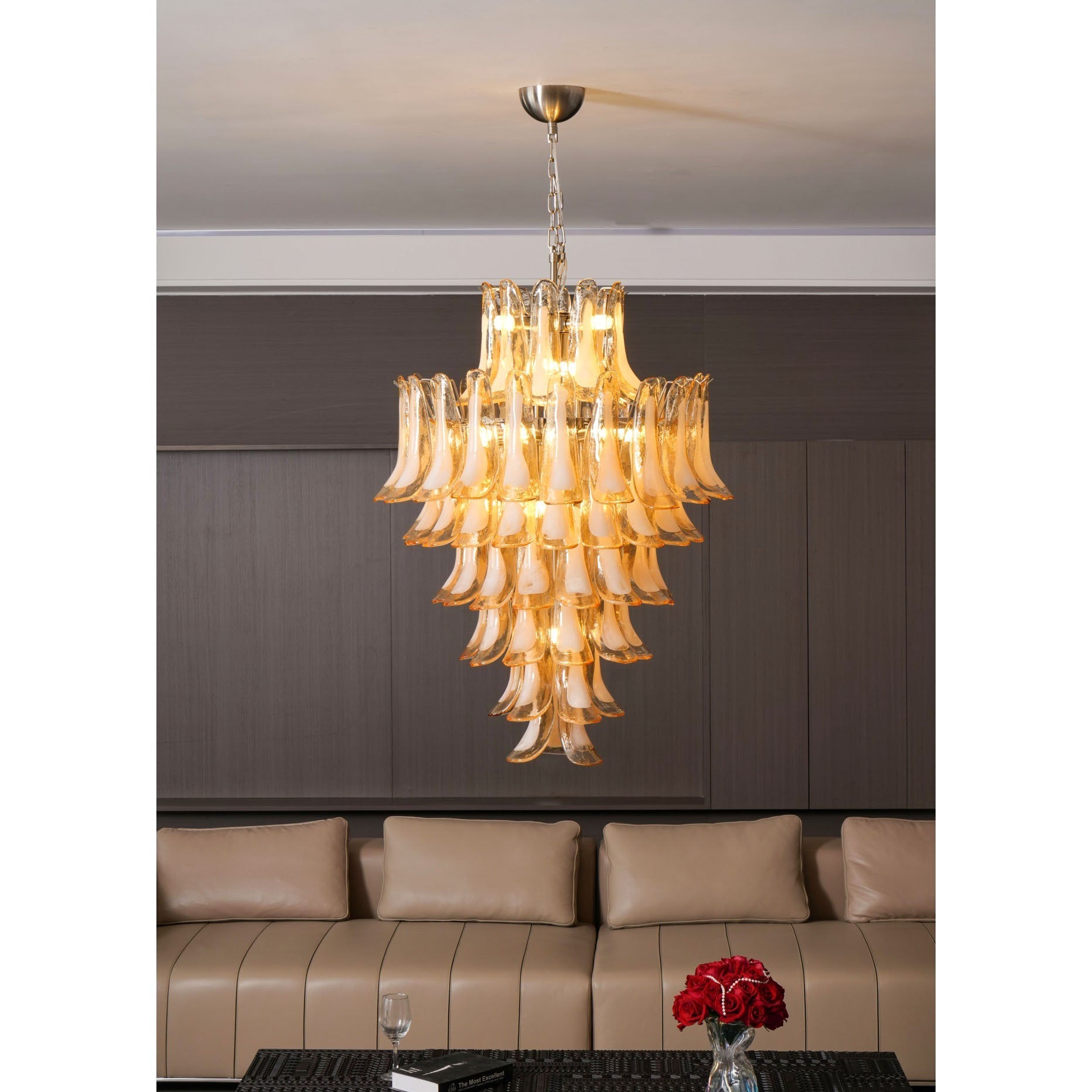 Zinc Postmodern Luxury Petal Glass Chandelier - Letslighting