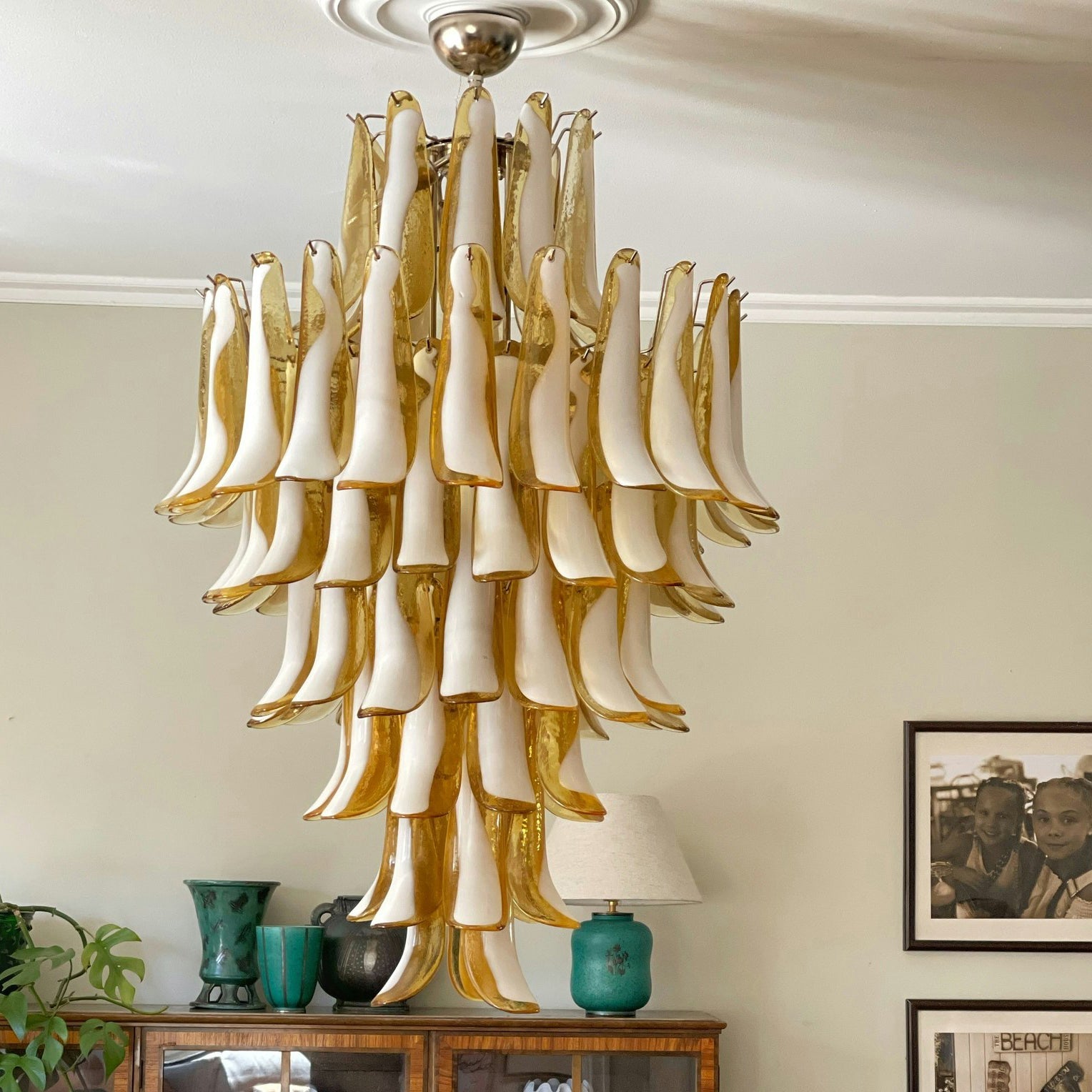 Zinc Postmodern Luxury Petal Glass Chandelier - Letslighting