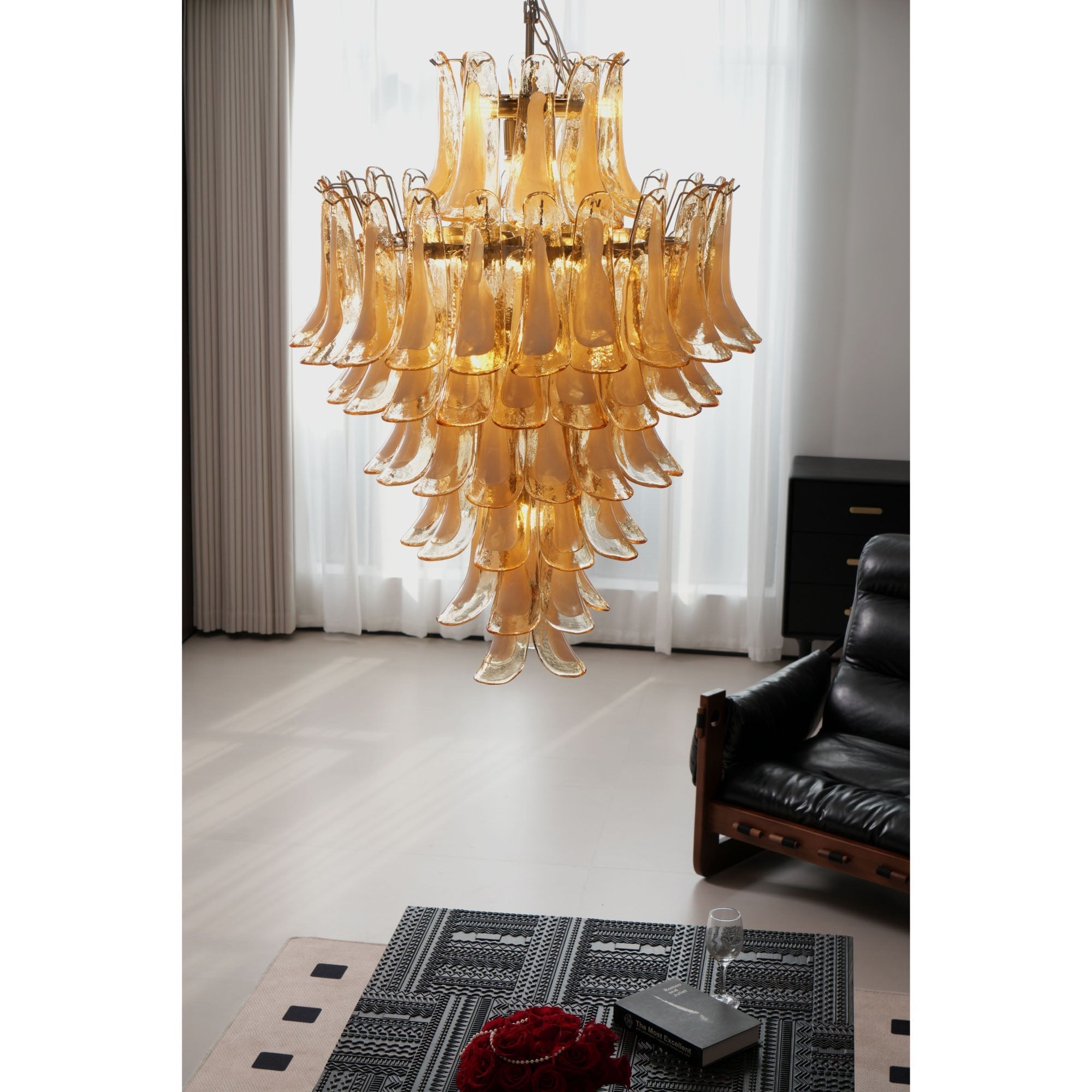 Zinc Postmodern Luxury Petal Glass Chandelier - Letslighting