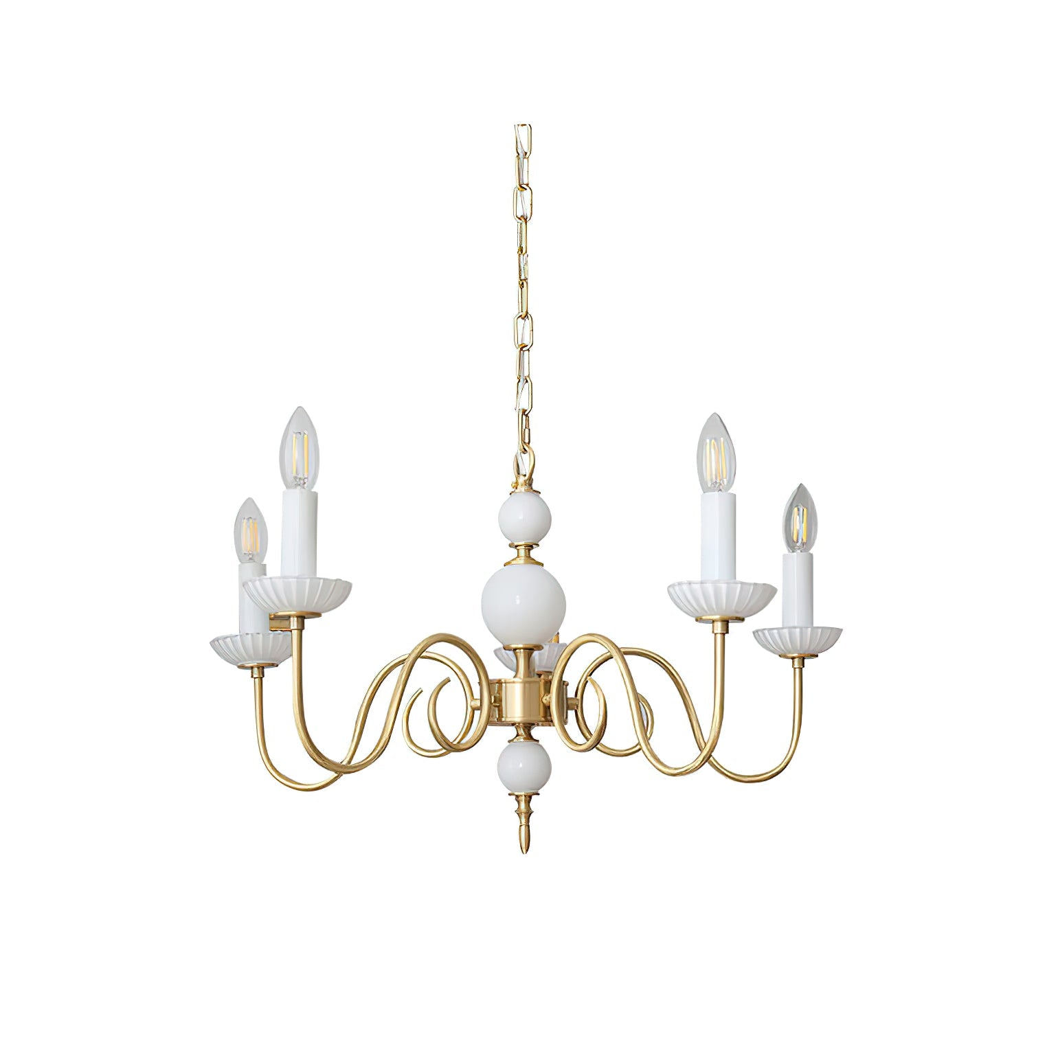 Carlita Chandelier Gold Curved Candle Arms - Letslighting