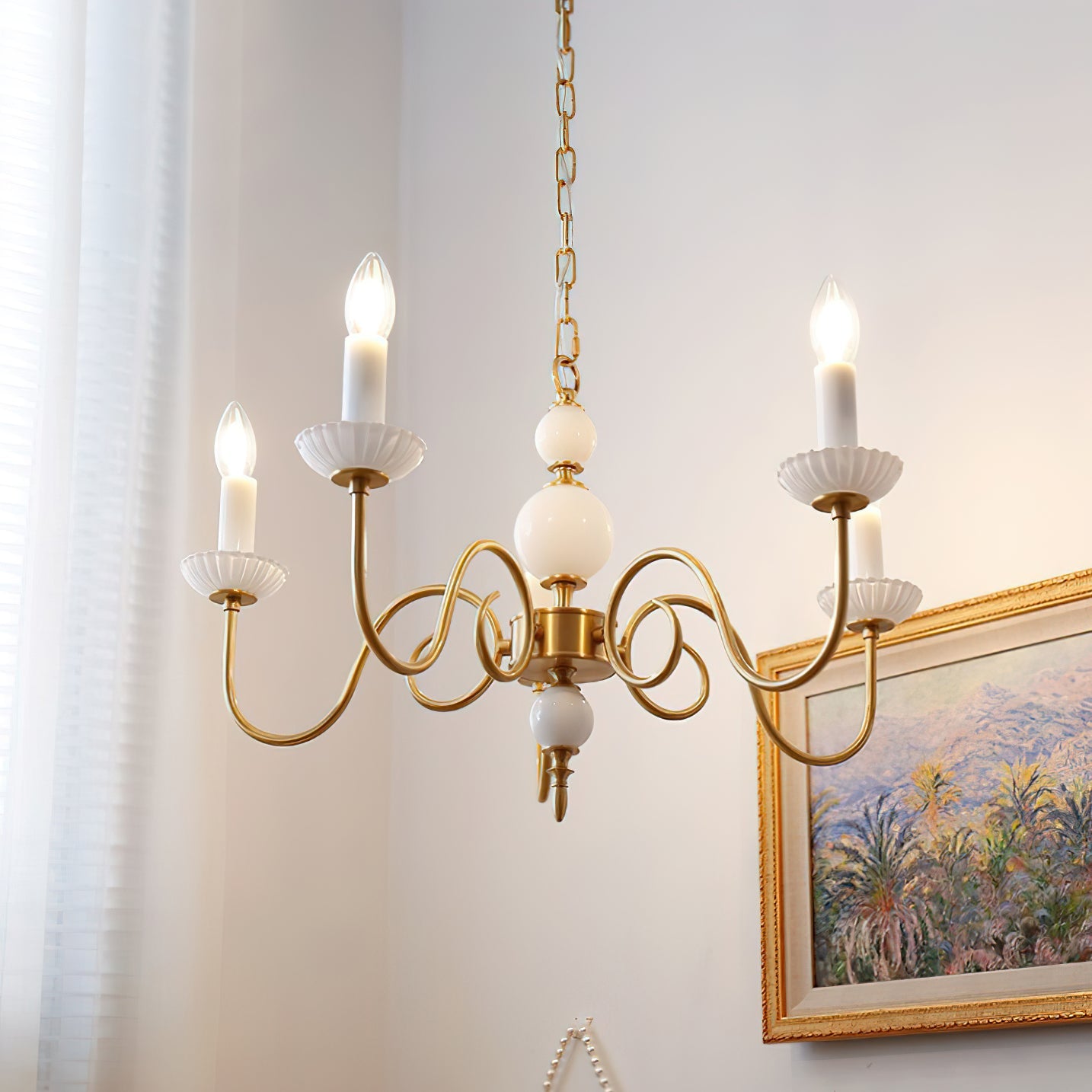 Carlita Chandelier Gold Curved Candle Arms - Letslighting