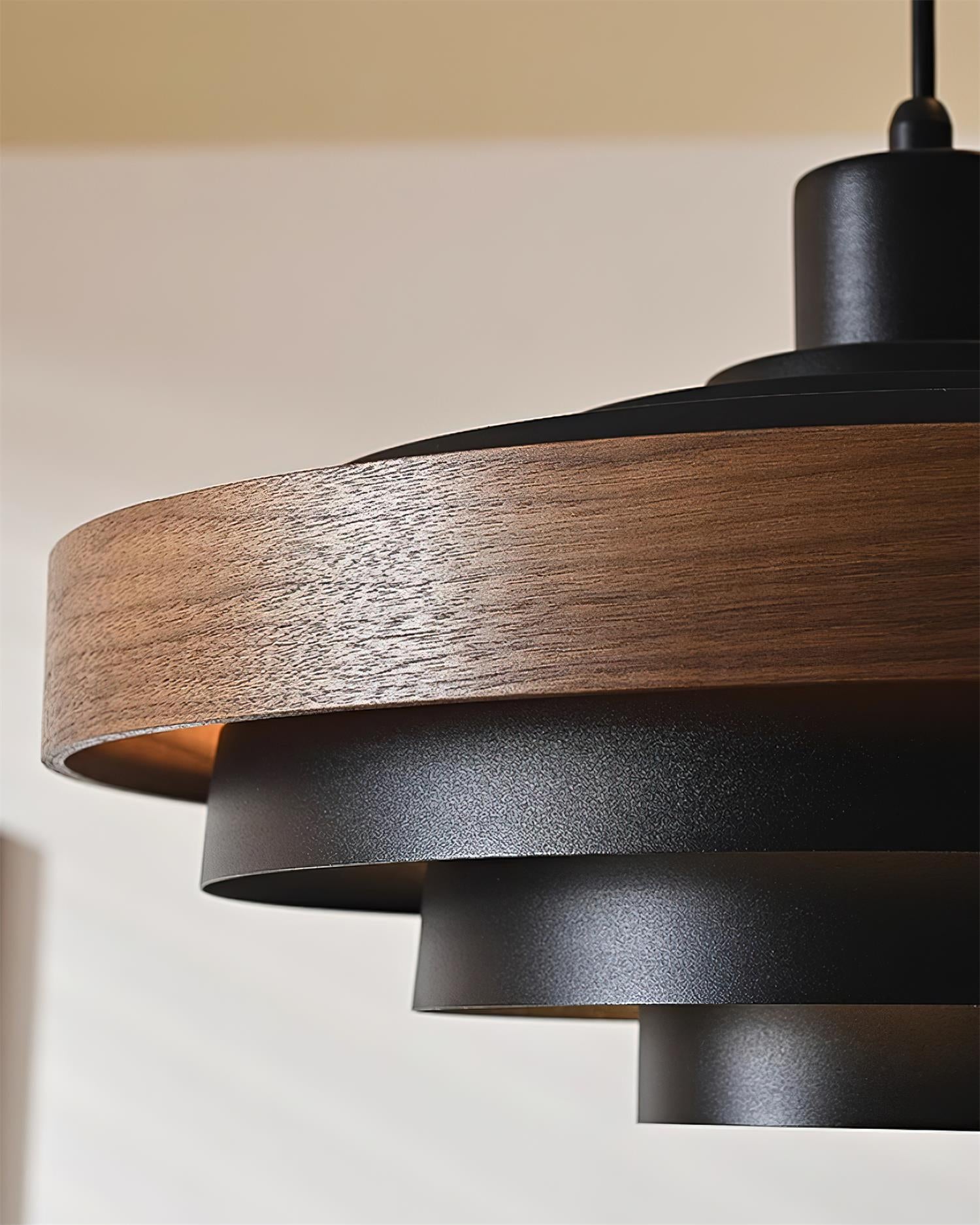 Pendant Lamp Rustic & Wood with Layered Shade Modern - Letslighting