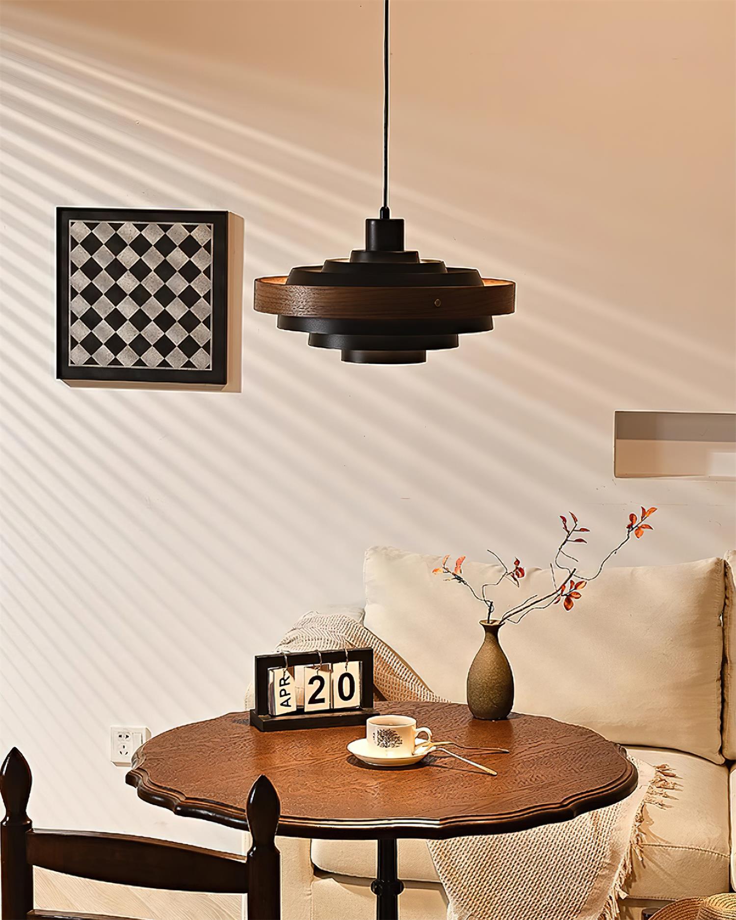 Pendant Lamp Rustic & Wood with Layered Shade Modern - Letslighting