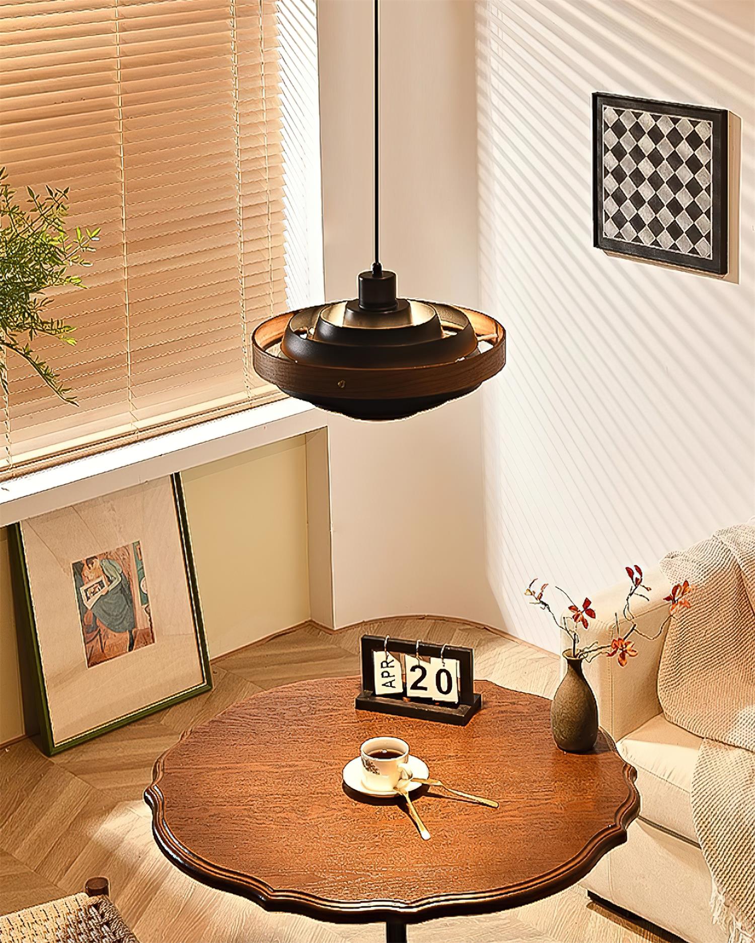 Pendant Lamp Rustic & Wood with Layered Shade Modern - Letslighting