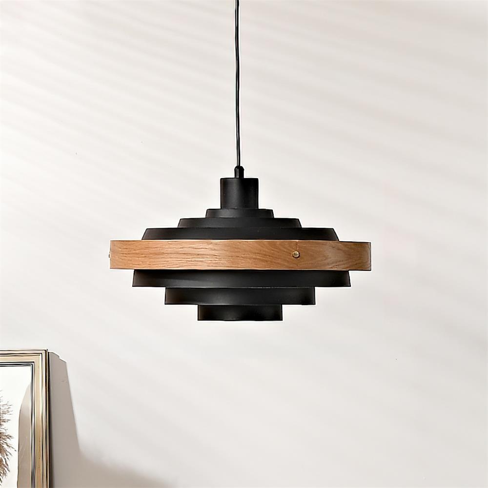Pendant Lamp Rustic & Wood with Layered Shade Modern - Letslighting