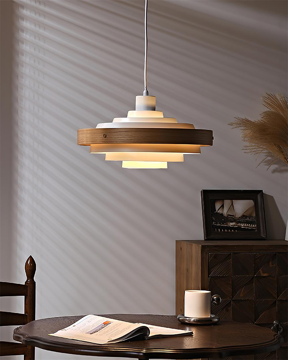 Pendant Lamp Rustic & Wood with Layered Shade Modern - Letslighting
