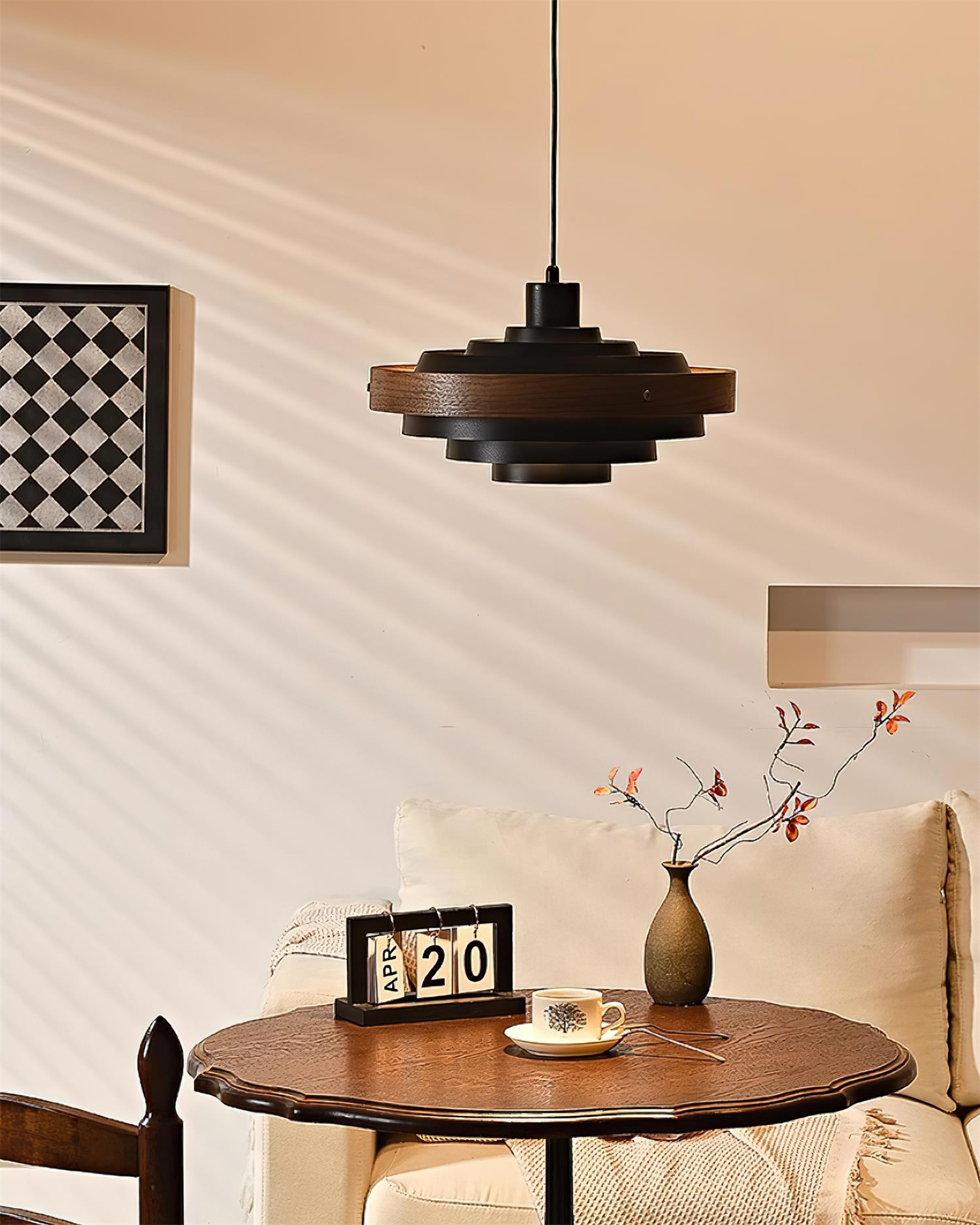Pendant Lamp Rustic & Wood with Layered Shade Modern - Letslighting
