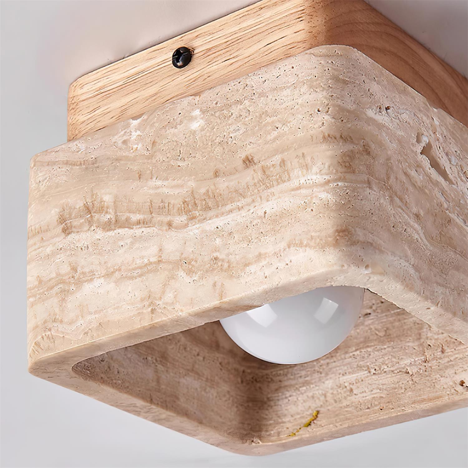 Vellin Travertine Square Flush Mount Ceiling Light