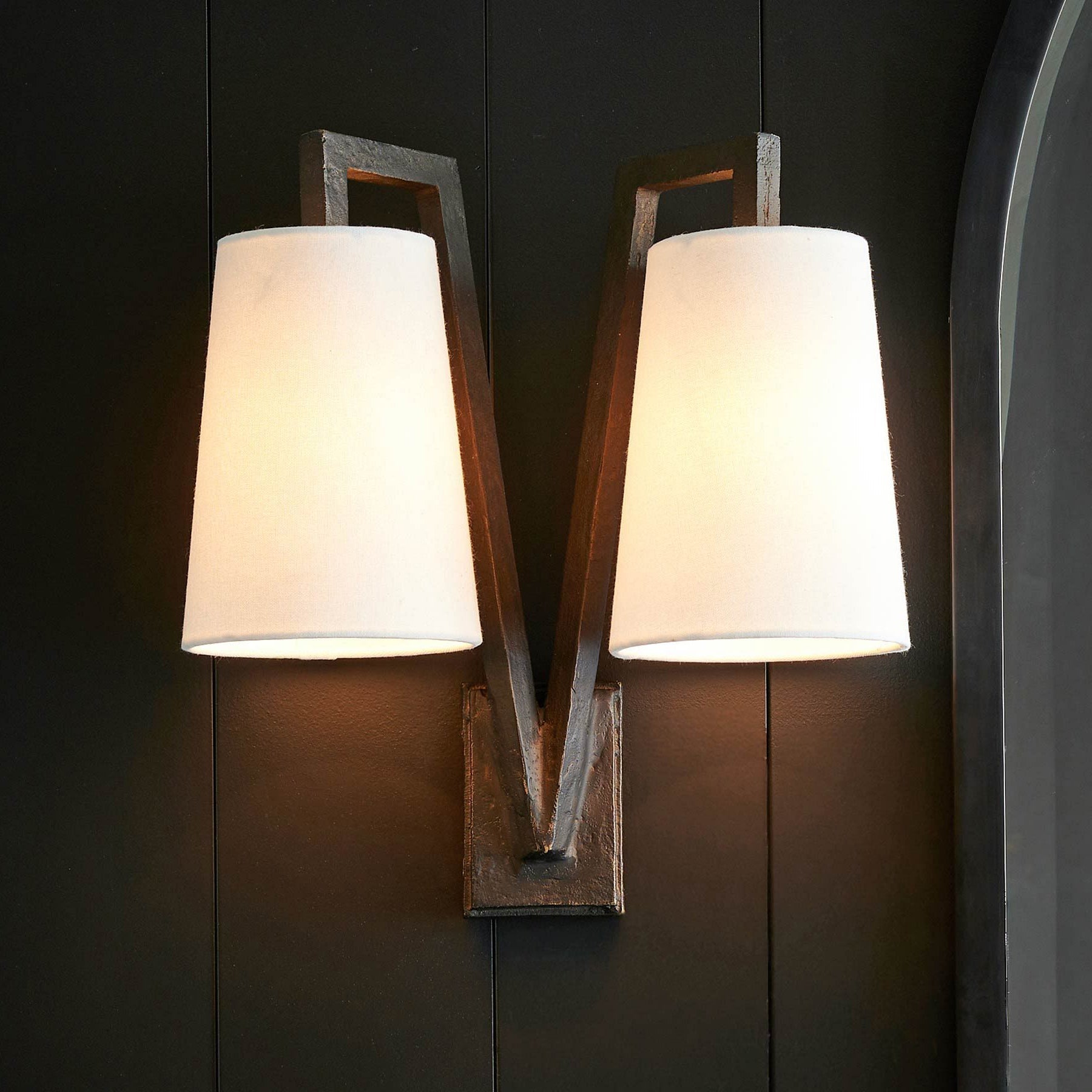 Ivmarel Vintage Industrial Double Brass Fabric Wall Lamp - Letslighting